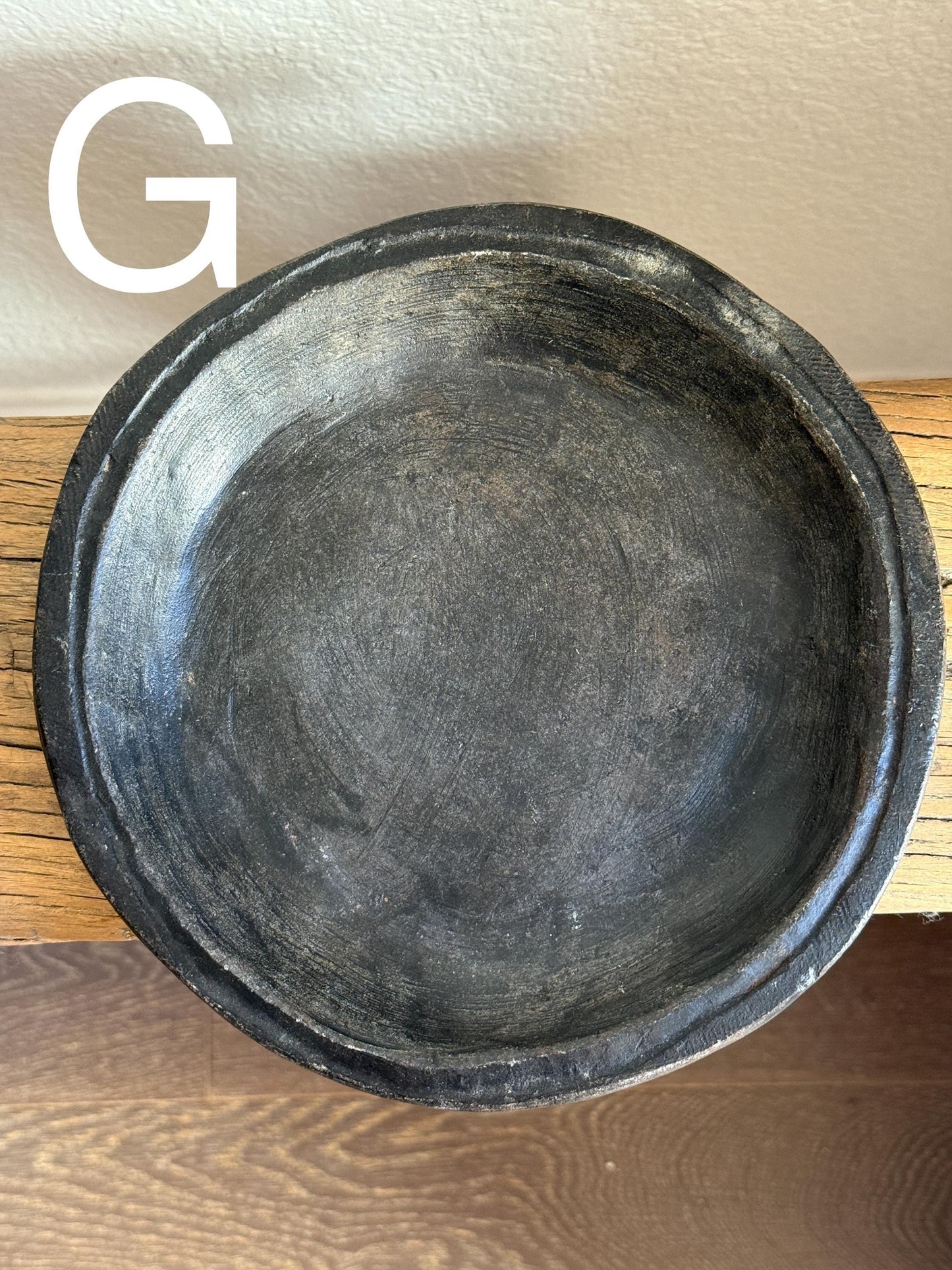 Vintage Stone Black Bowl Hand Carved Plate