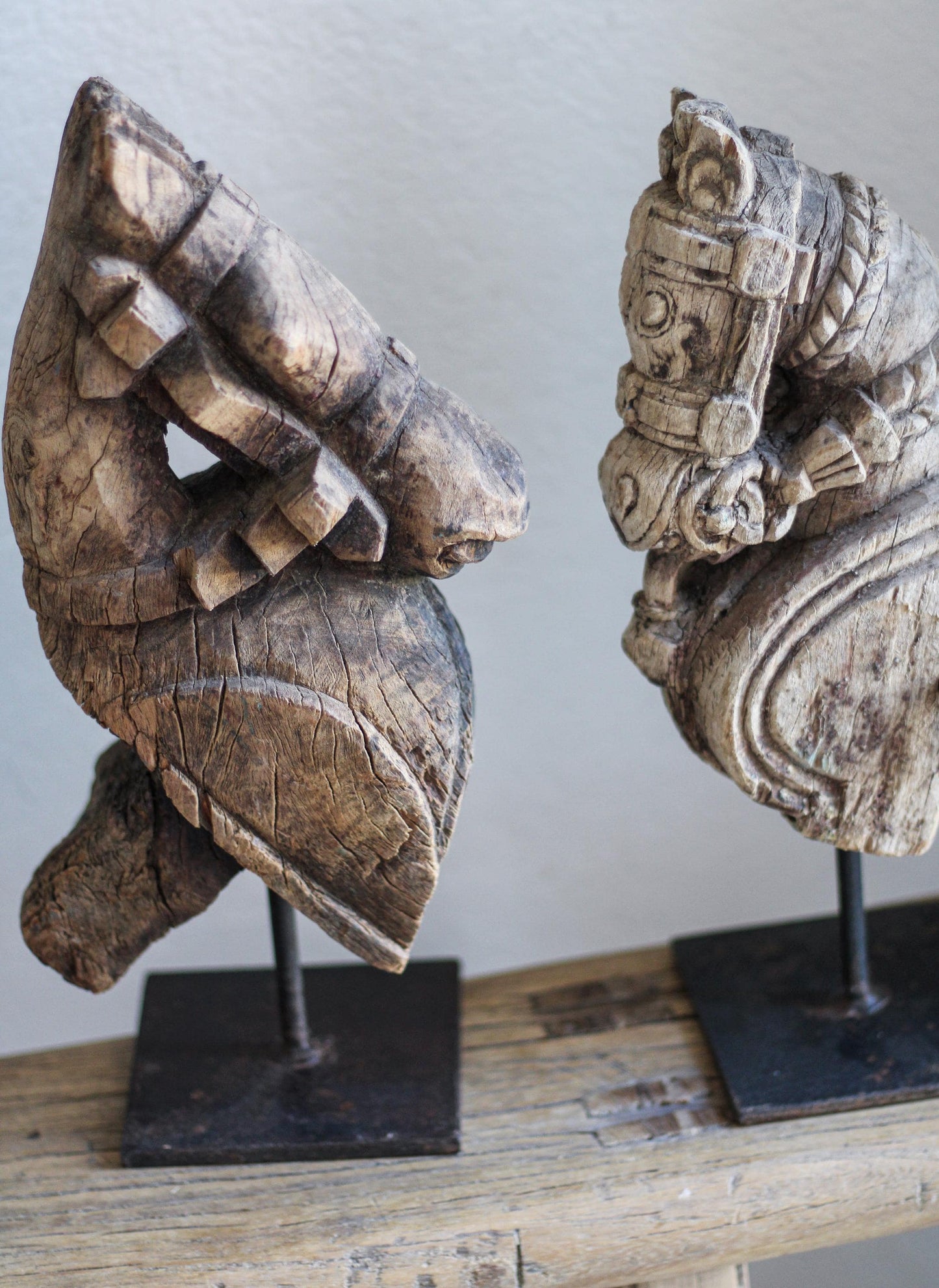Antique Hand Carved Wood Horse Sculpture