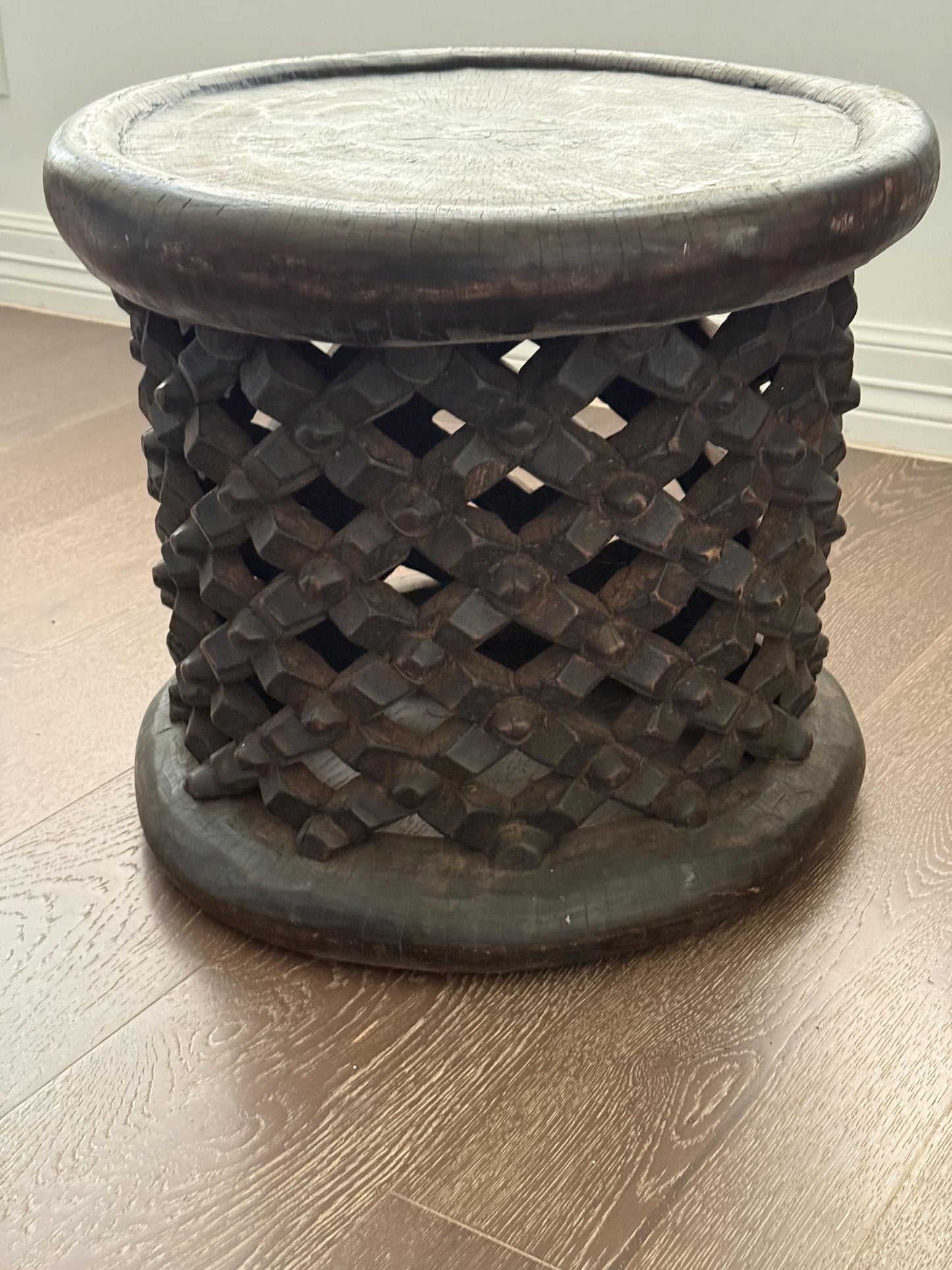 Large Round Vintage African Bamileke Table