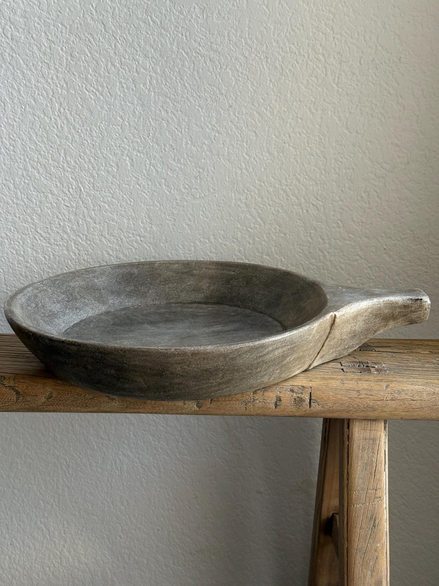 Large Antique Stone Parat Tray with Handle