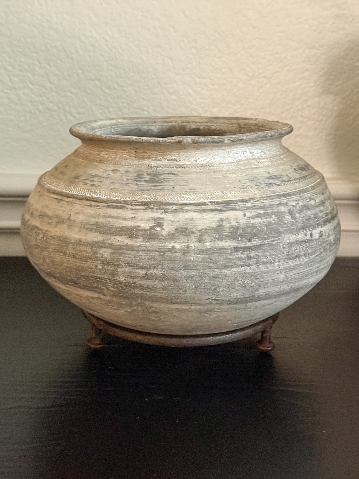Medium Vintage Clay Vessel with Stand