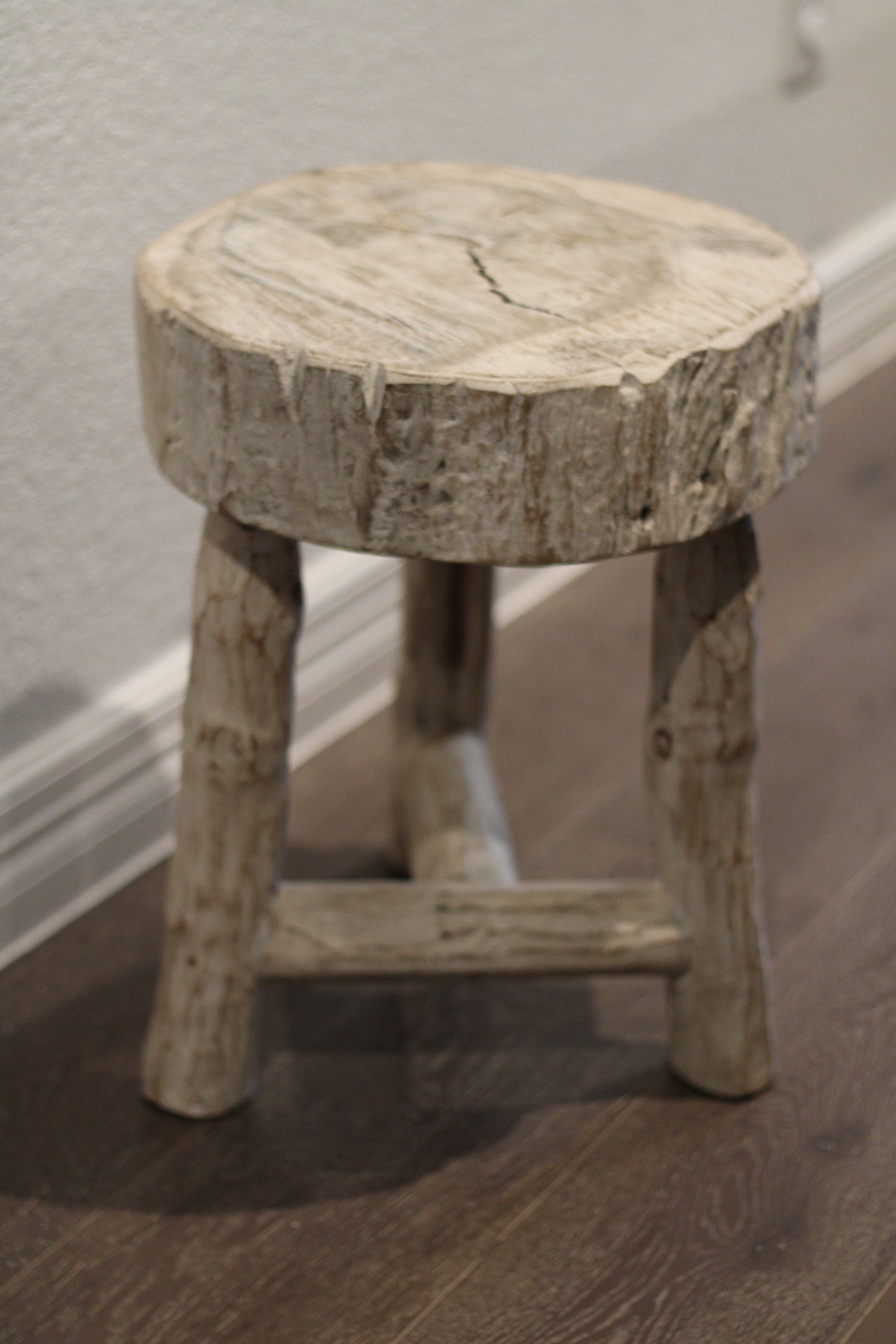 Bleached Teak Tripod Stool