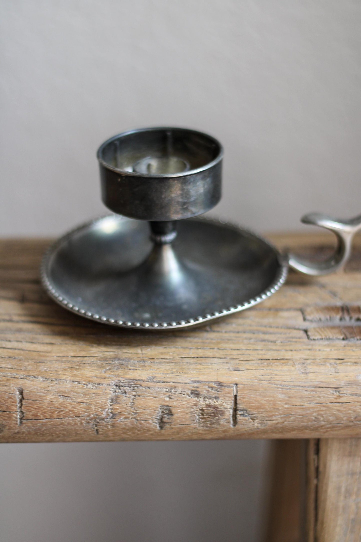 Vintage Silver Chambermaid Candleholder Beaded Rim