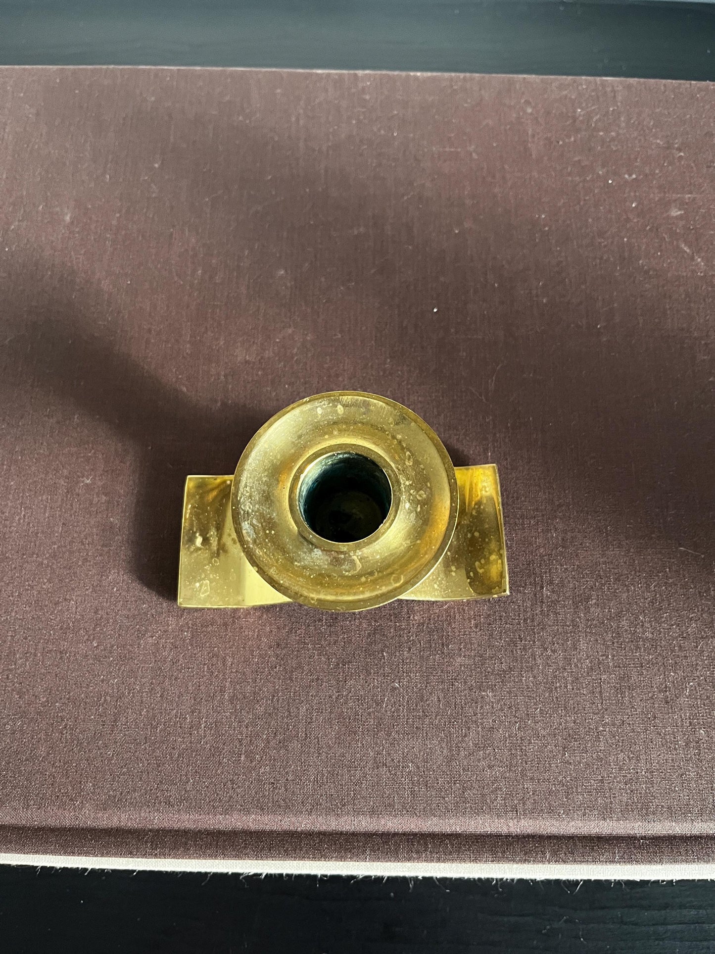 Vintage Wavy Brass Candleholder MCM