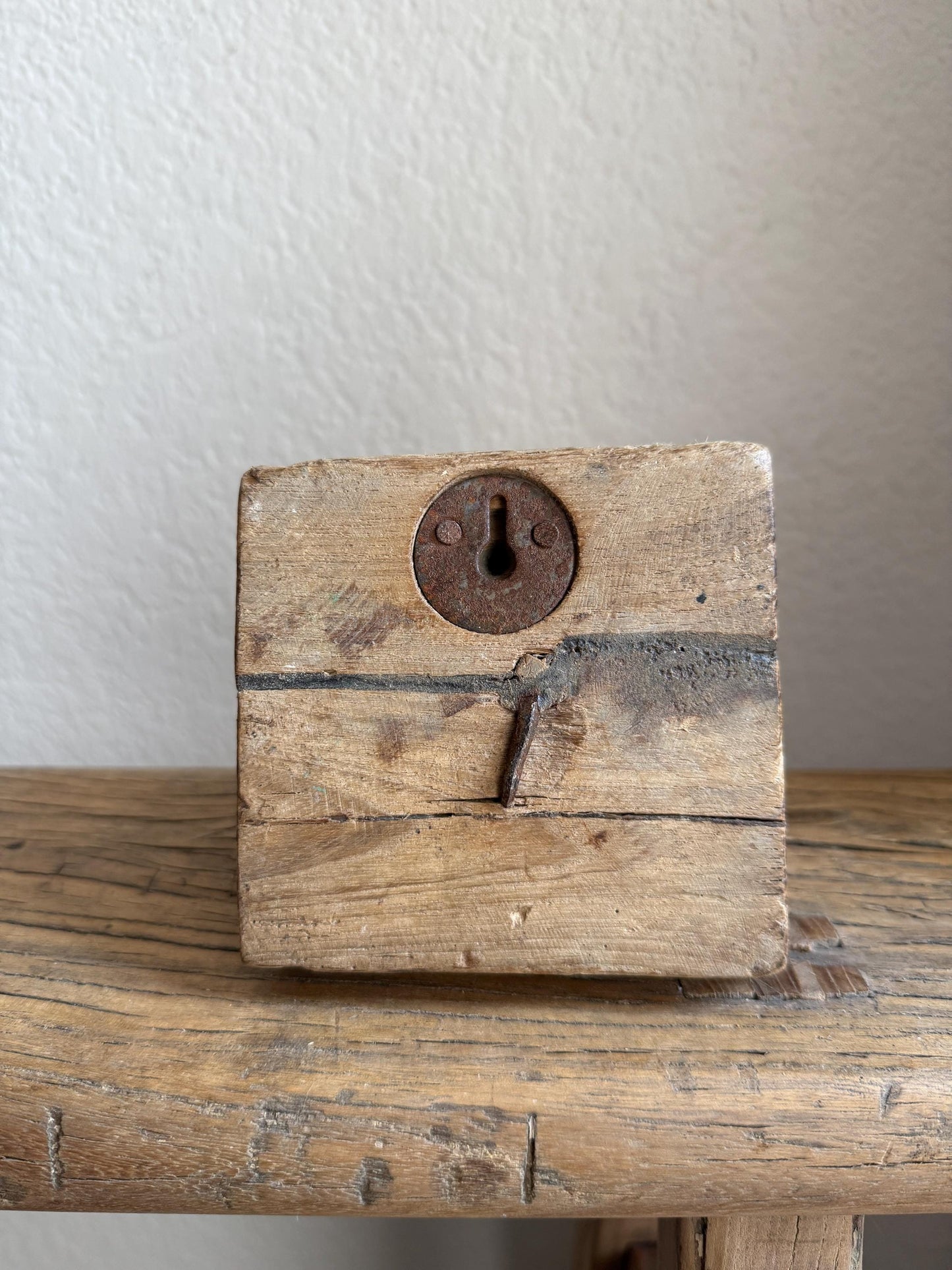 Vintage Wooden Carved Panel and Iron Wall Hook