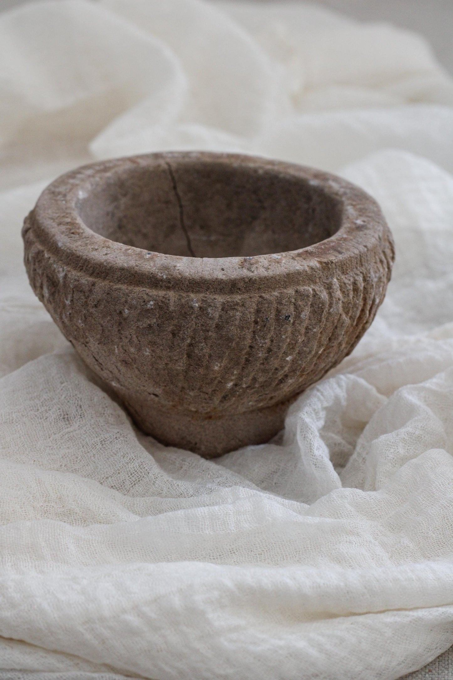 Vintage Carved Stone Mortar