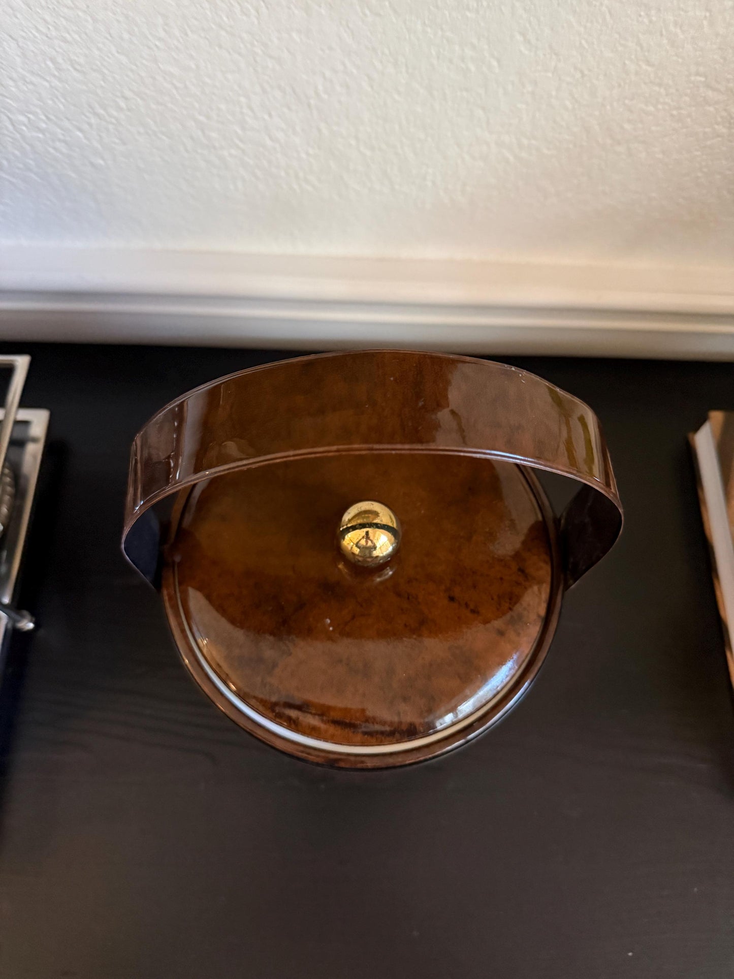 Vintage Faux Burl Wood Ice Bucket MCM