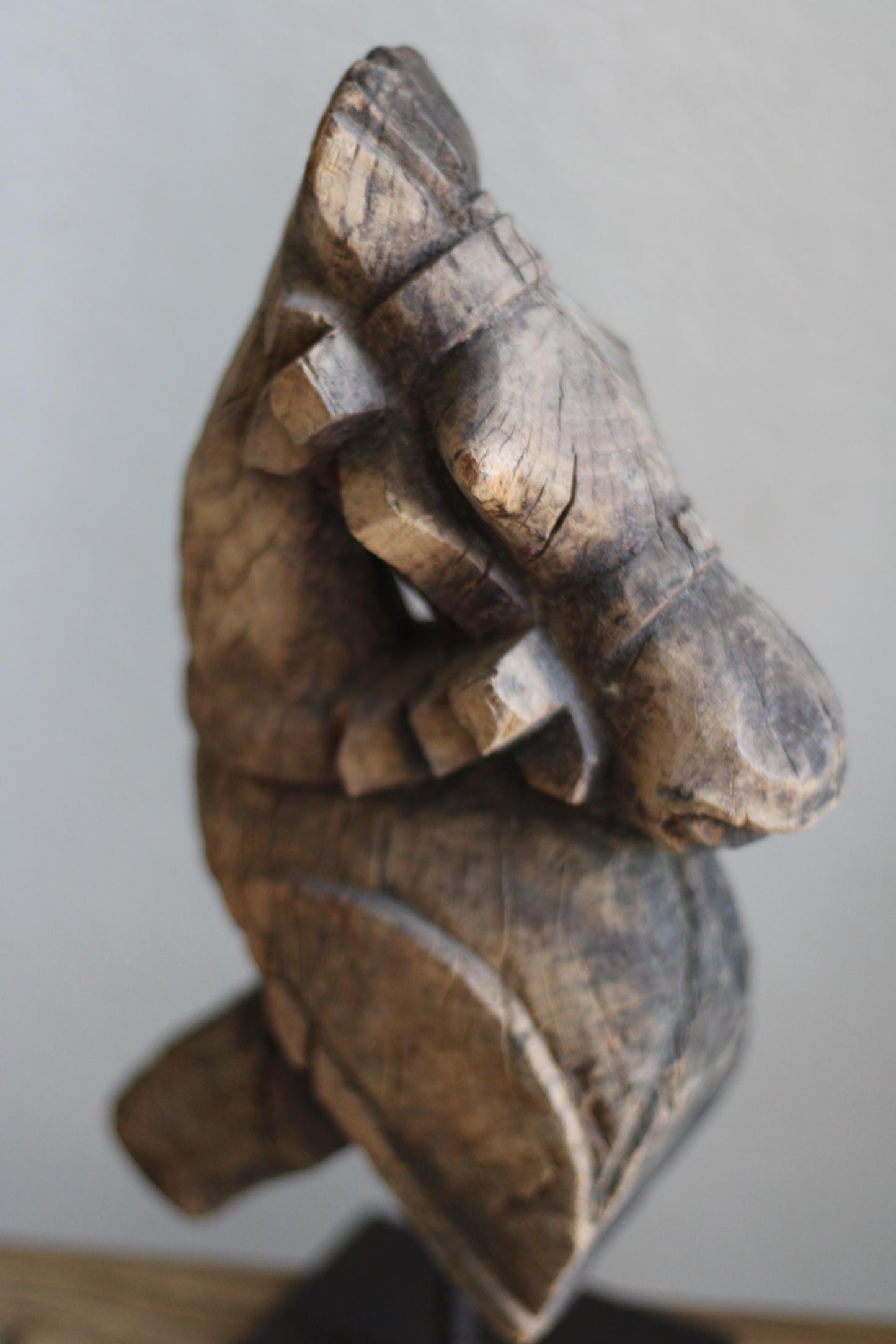 Antique Hand Carved Wood Horse Sculpture