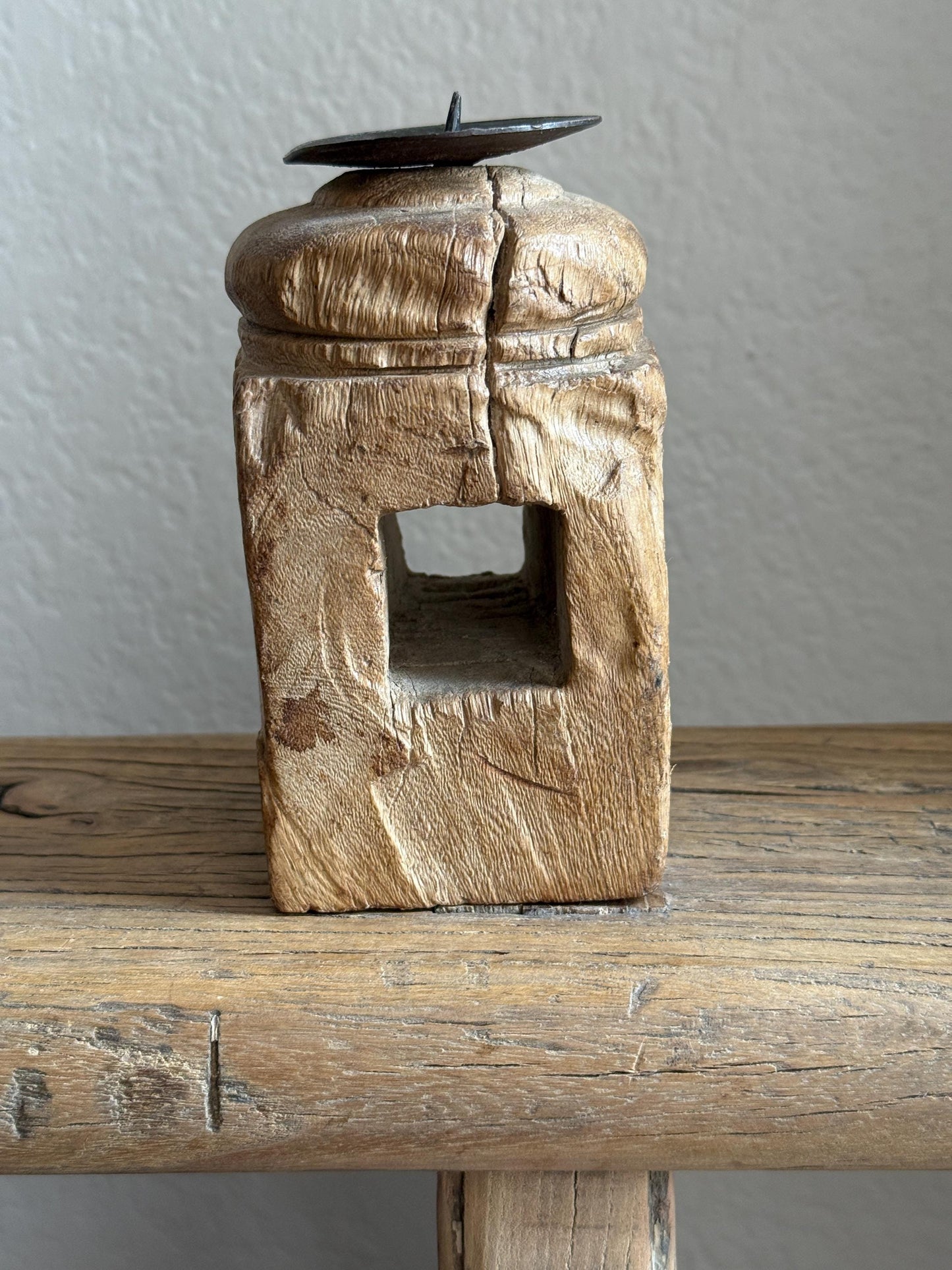 Vintage Carved Wooden Paga Candle Holder