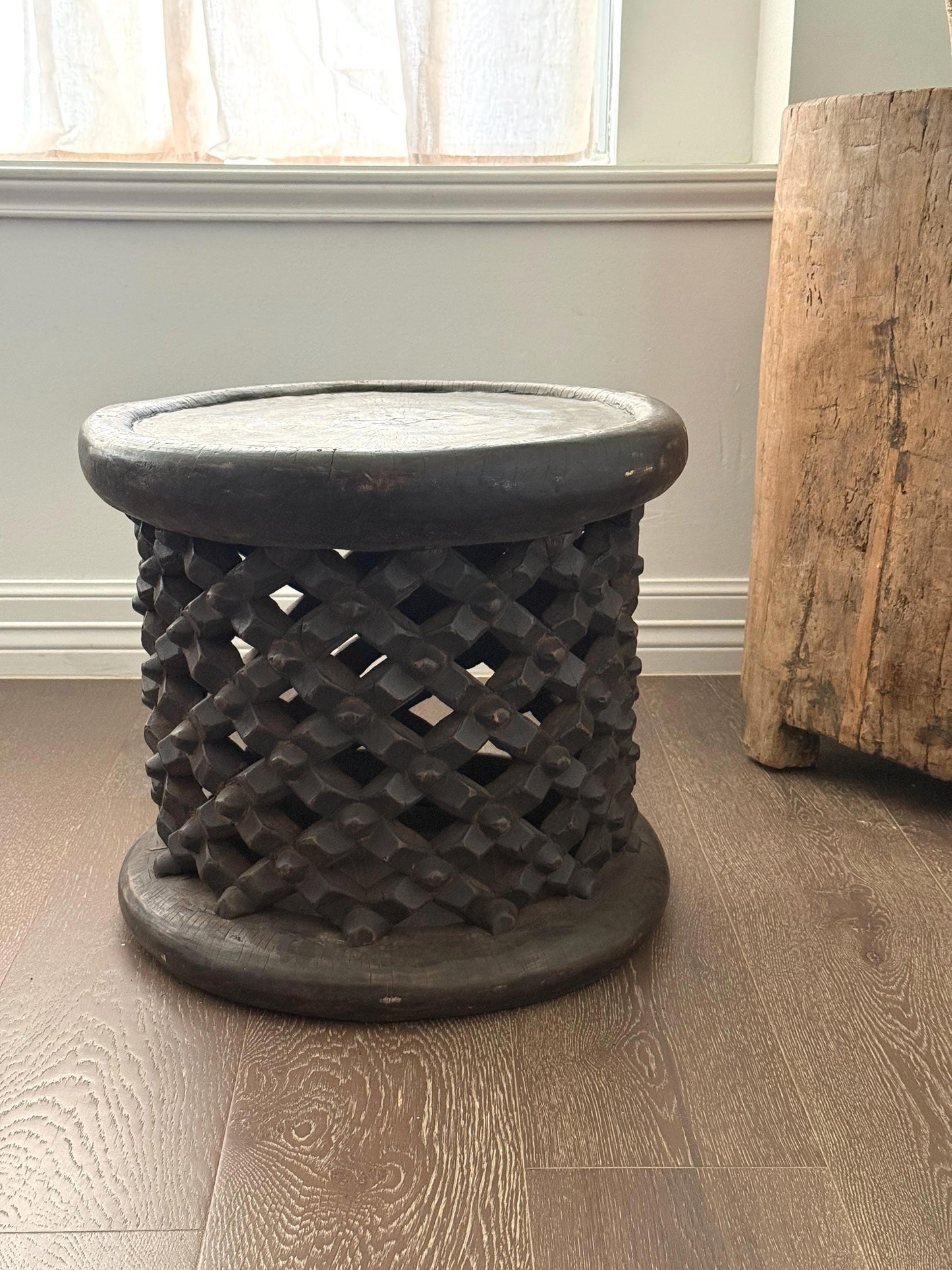 Large Round Vintage African Bamileke Table
