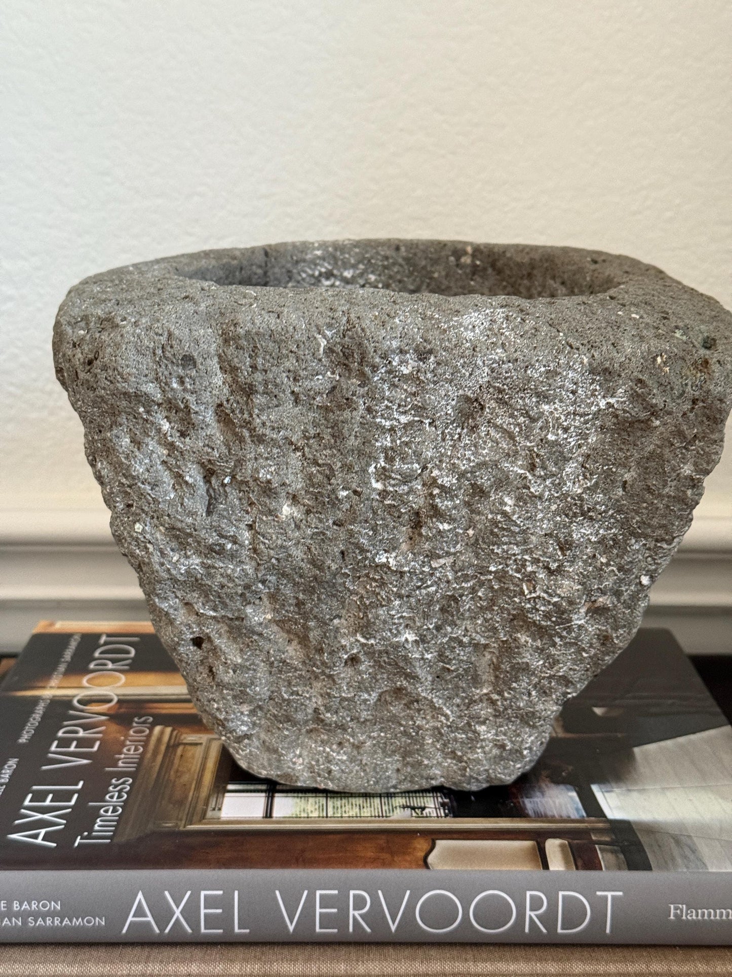 Large Vintage Stone Mortar Planter
