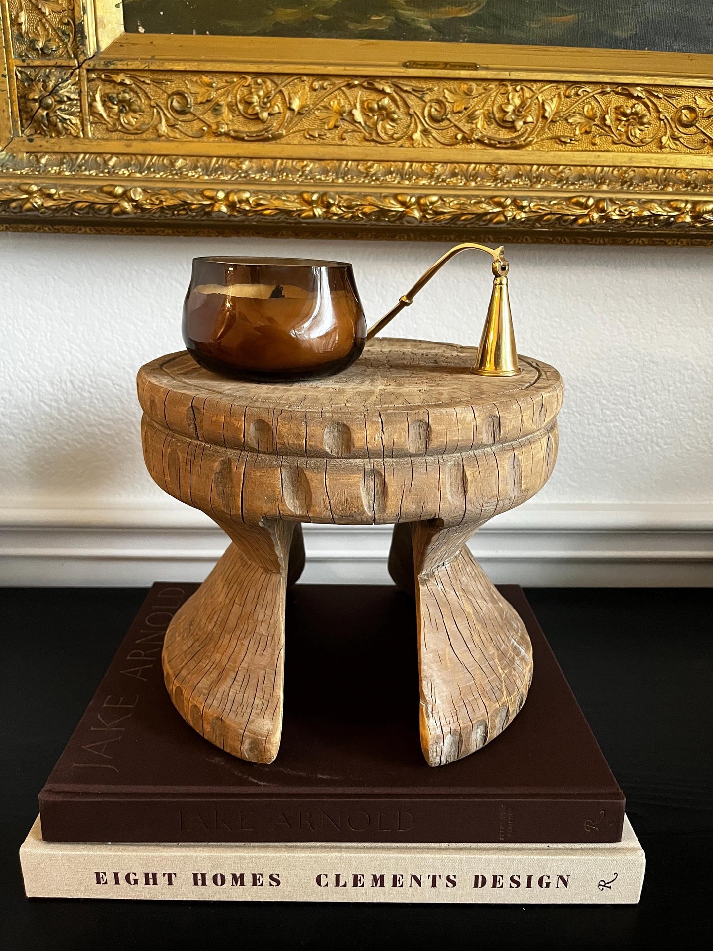 Vintage Carved Wood Mini Stool