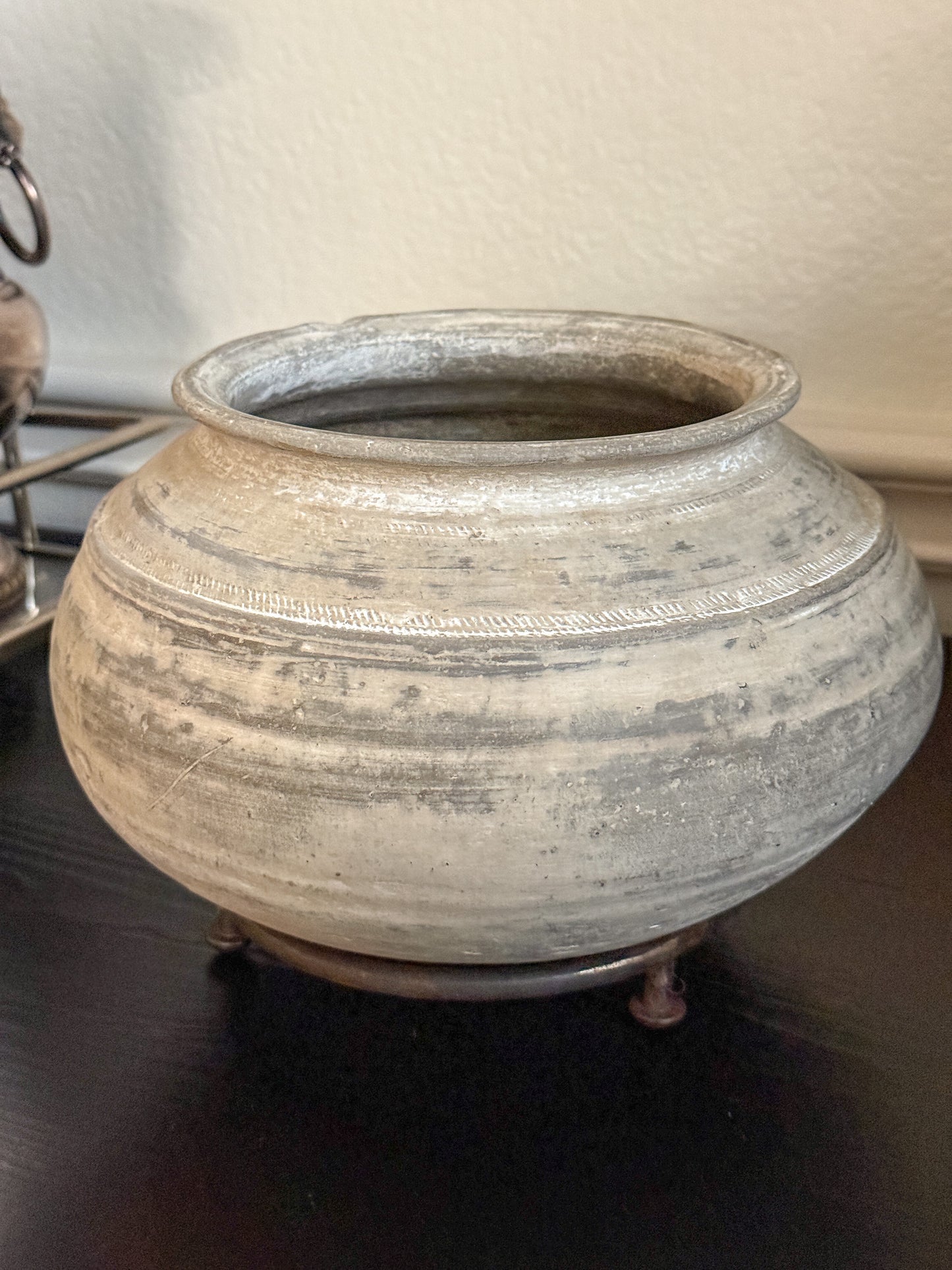 Medium Vintage Clay Vessel with Stand