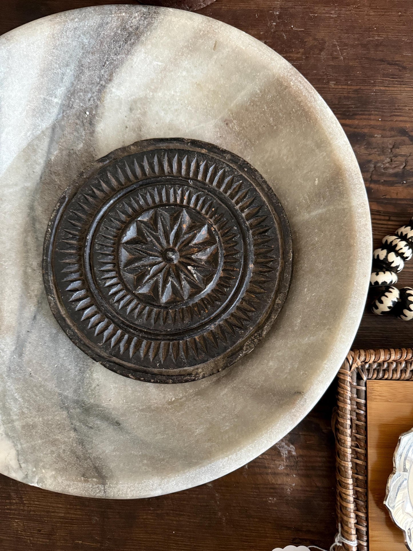Antique Black Stone Cookie Mold Large