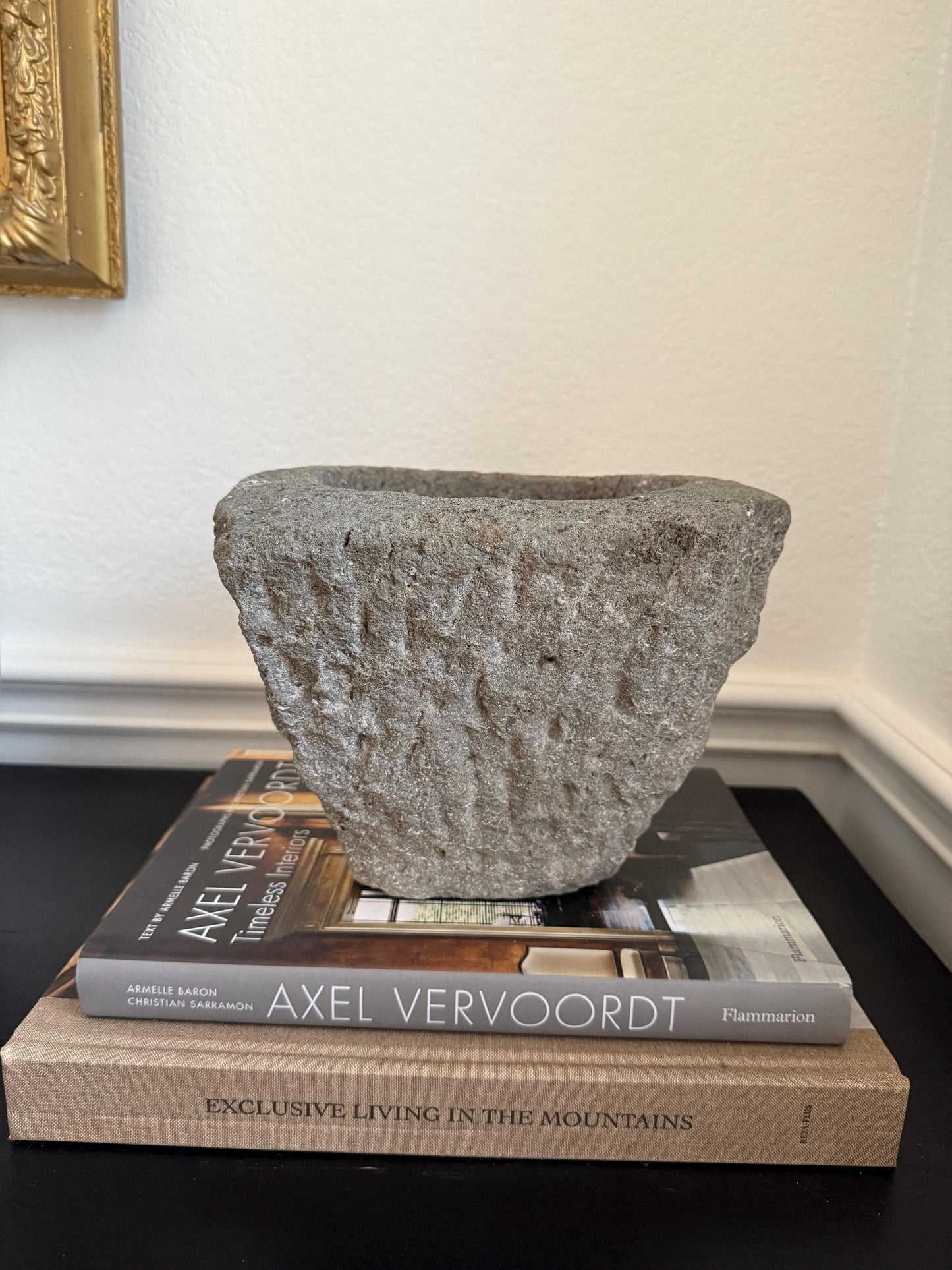 Large Vintage Stone Mortar Planter