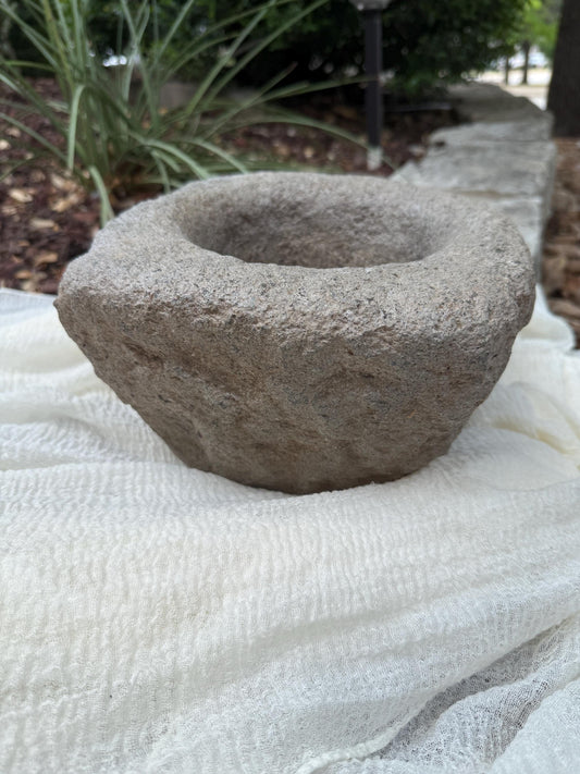 Large Vintage Stone Mortar Planter
