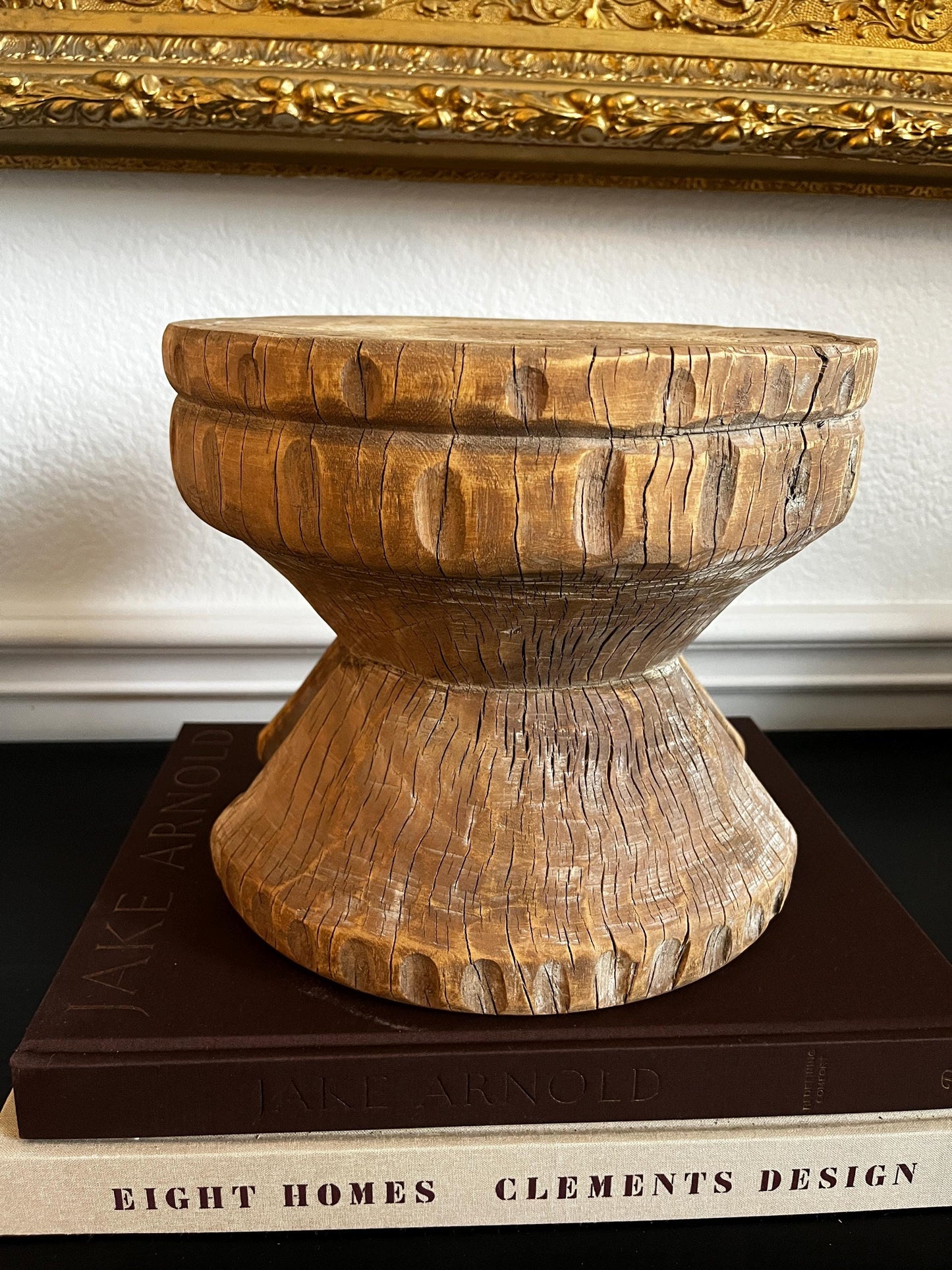 Vintage Carved Wood Mini Stool