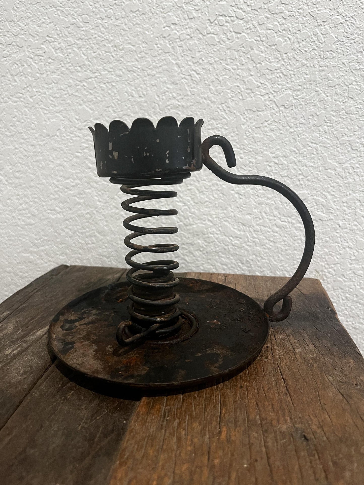 Antique Wrought Iron Courting Candlestick Holder