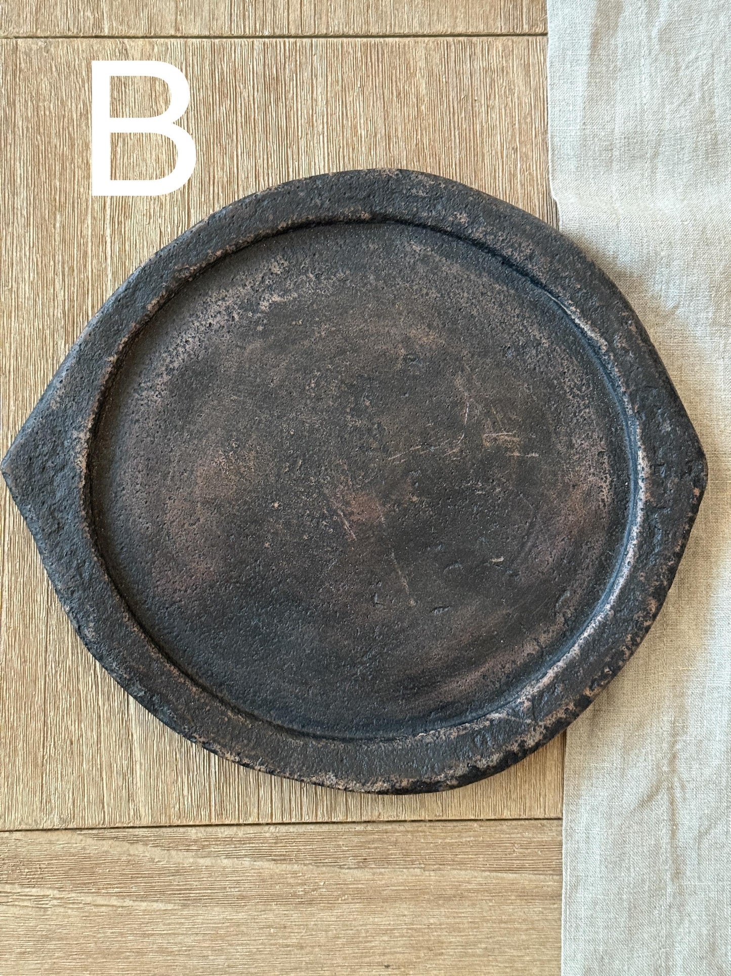 Vintage Stone Black Bowl Hand Carved Plate