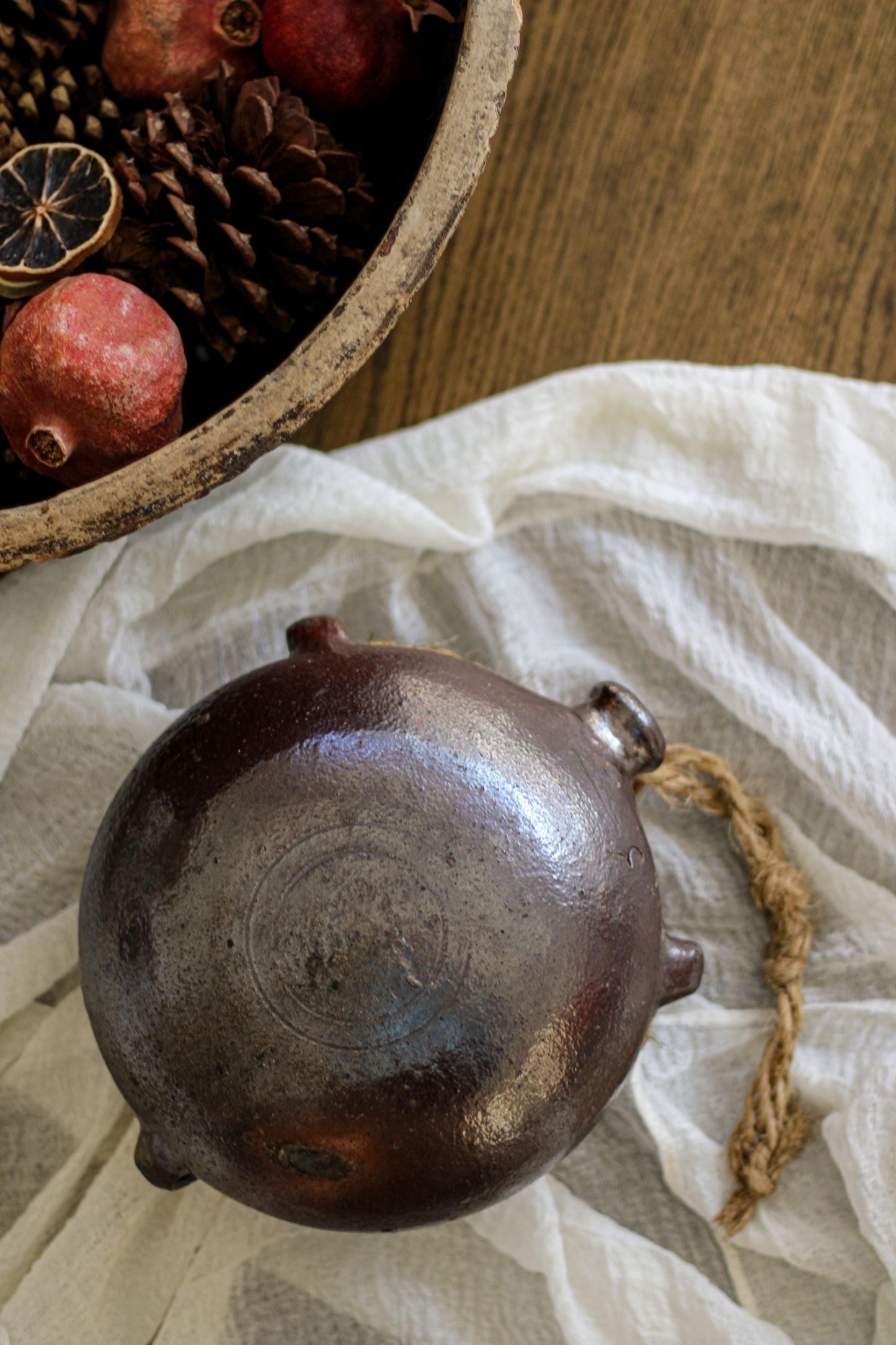 Antique French Terracotta Pitcher Flask