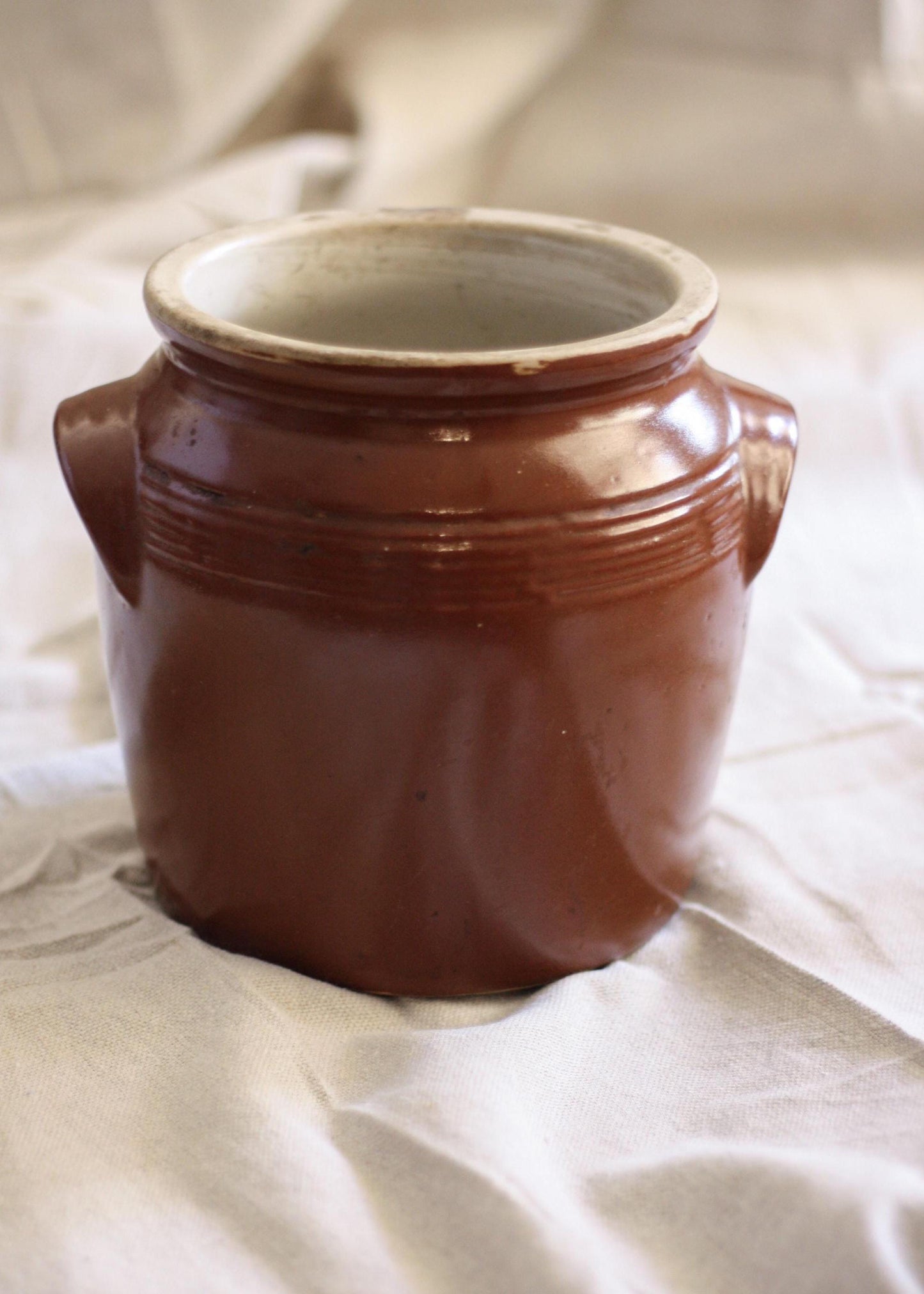 Antique French Confit Pot Brown