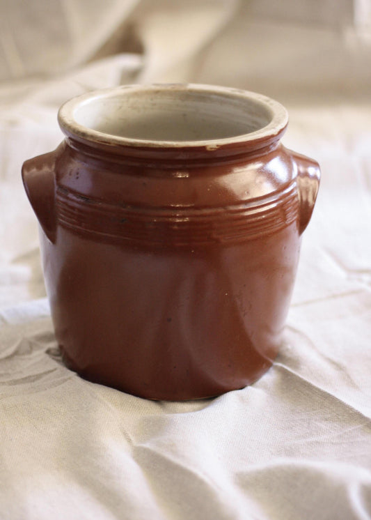 Antique French Confit Pot Brown