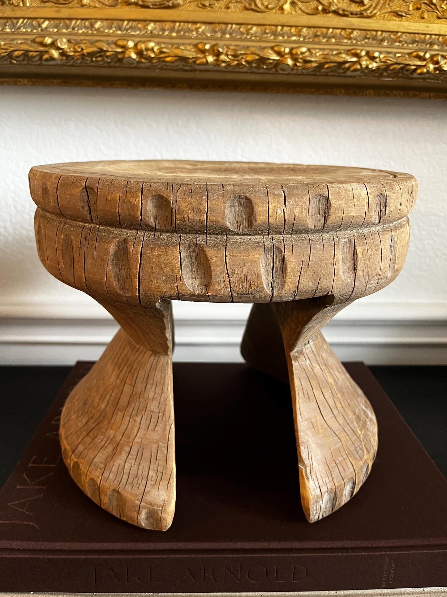 Vintage Carved Wood Mini Stool