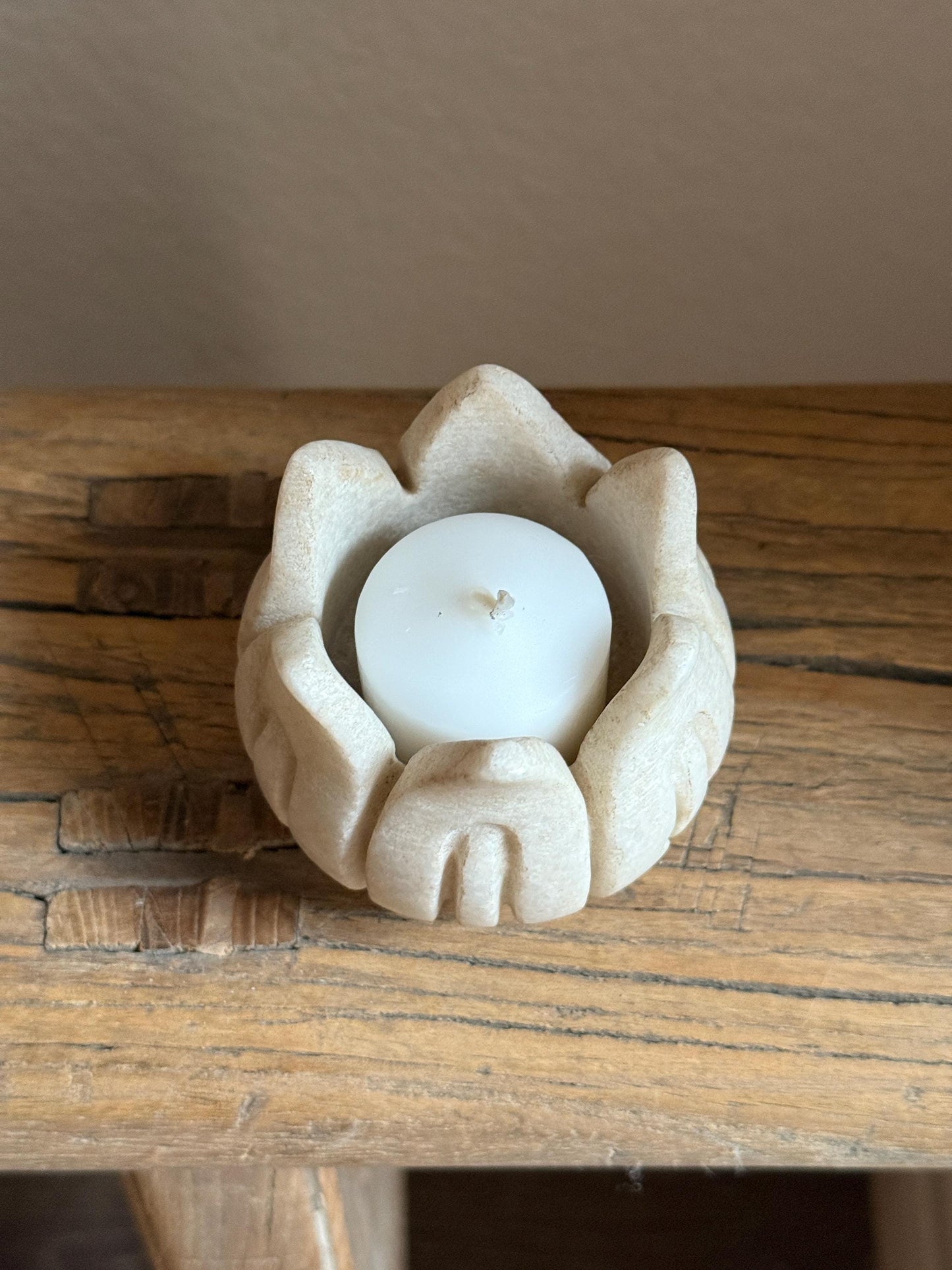 Small Marble Lotus Flower Candle Holder
