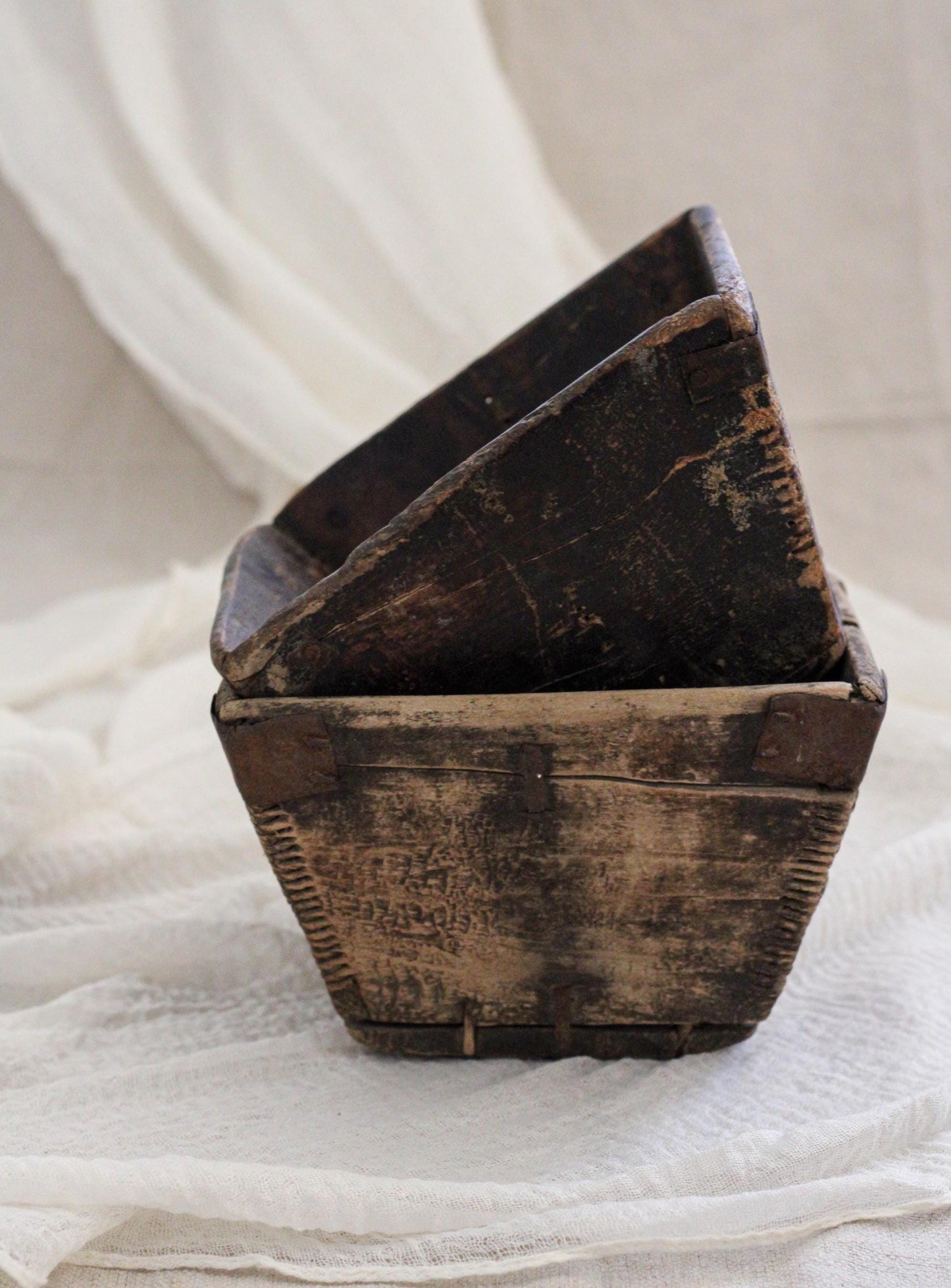 Antique Chinese Wooden Rice Measure Scoop