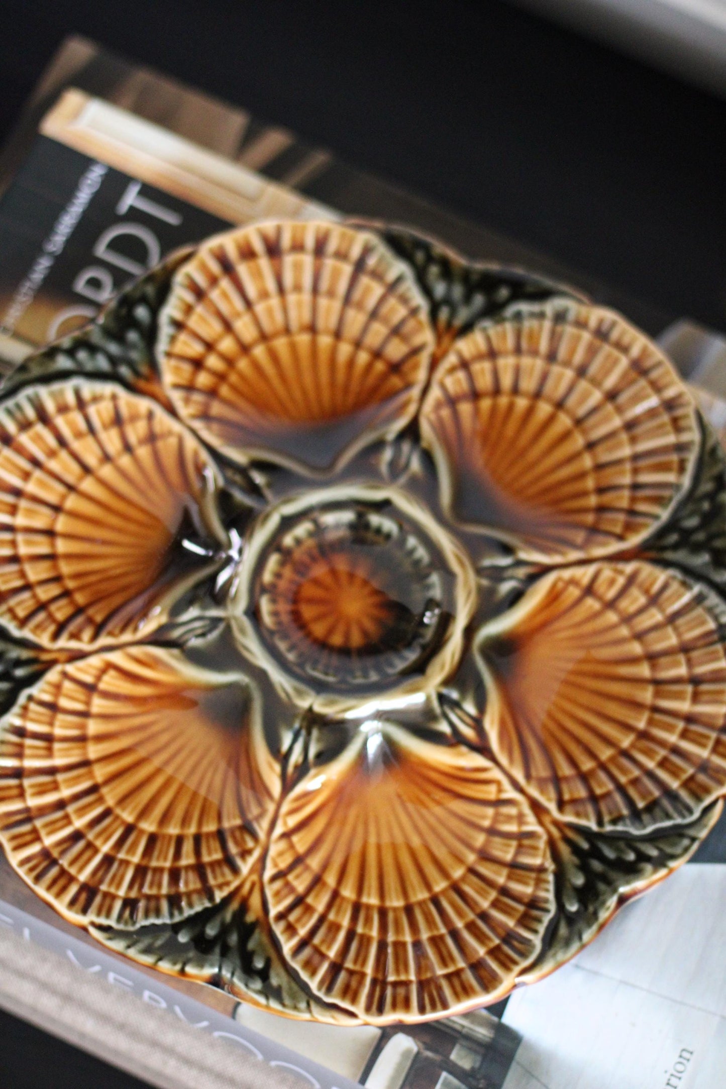 Vintage French Oyster Plate Sarreguemines Majolica