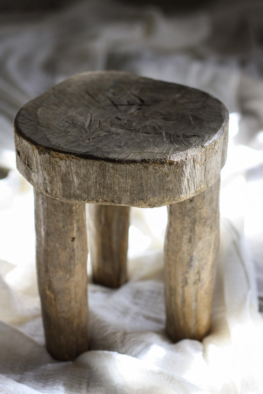 Round Vintage African Mini Senufo Stool