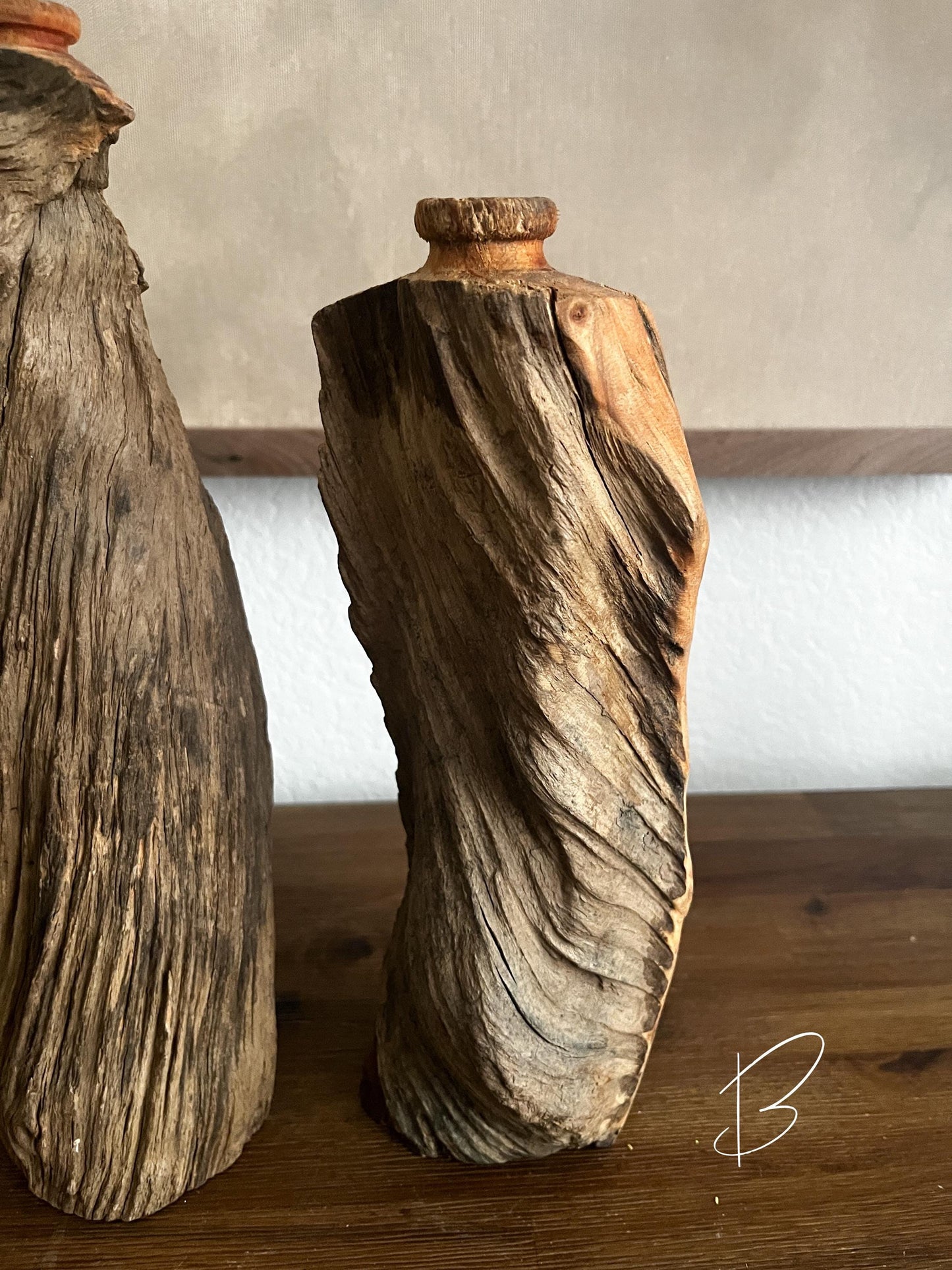 Vintage Carved Wood Cloud Vase