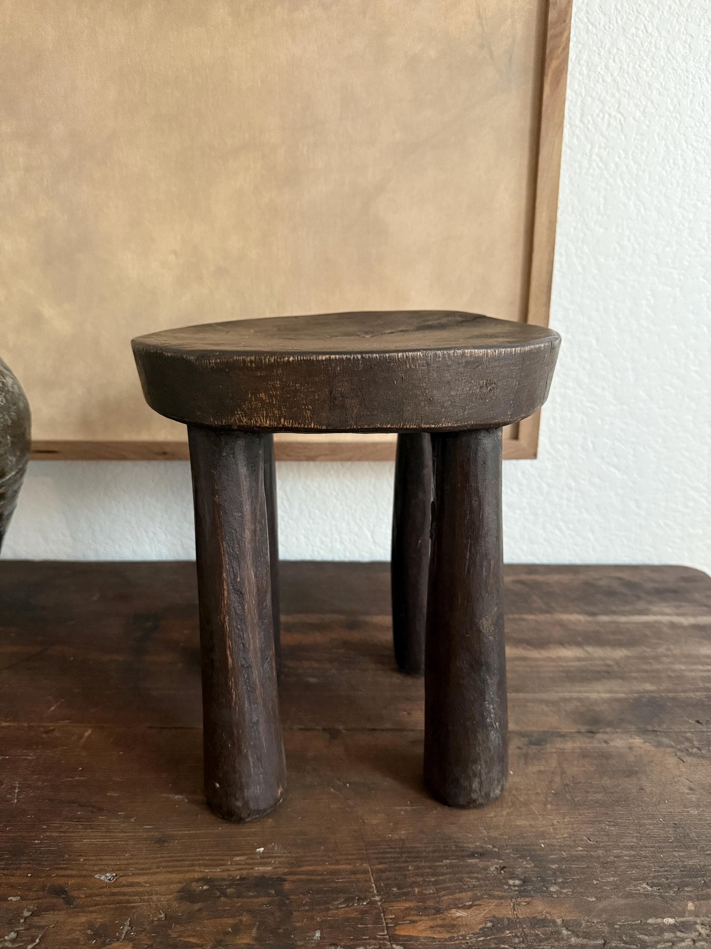 Round Vintage African Senufo Stool