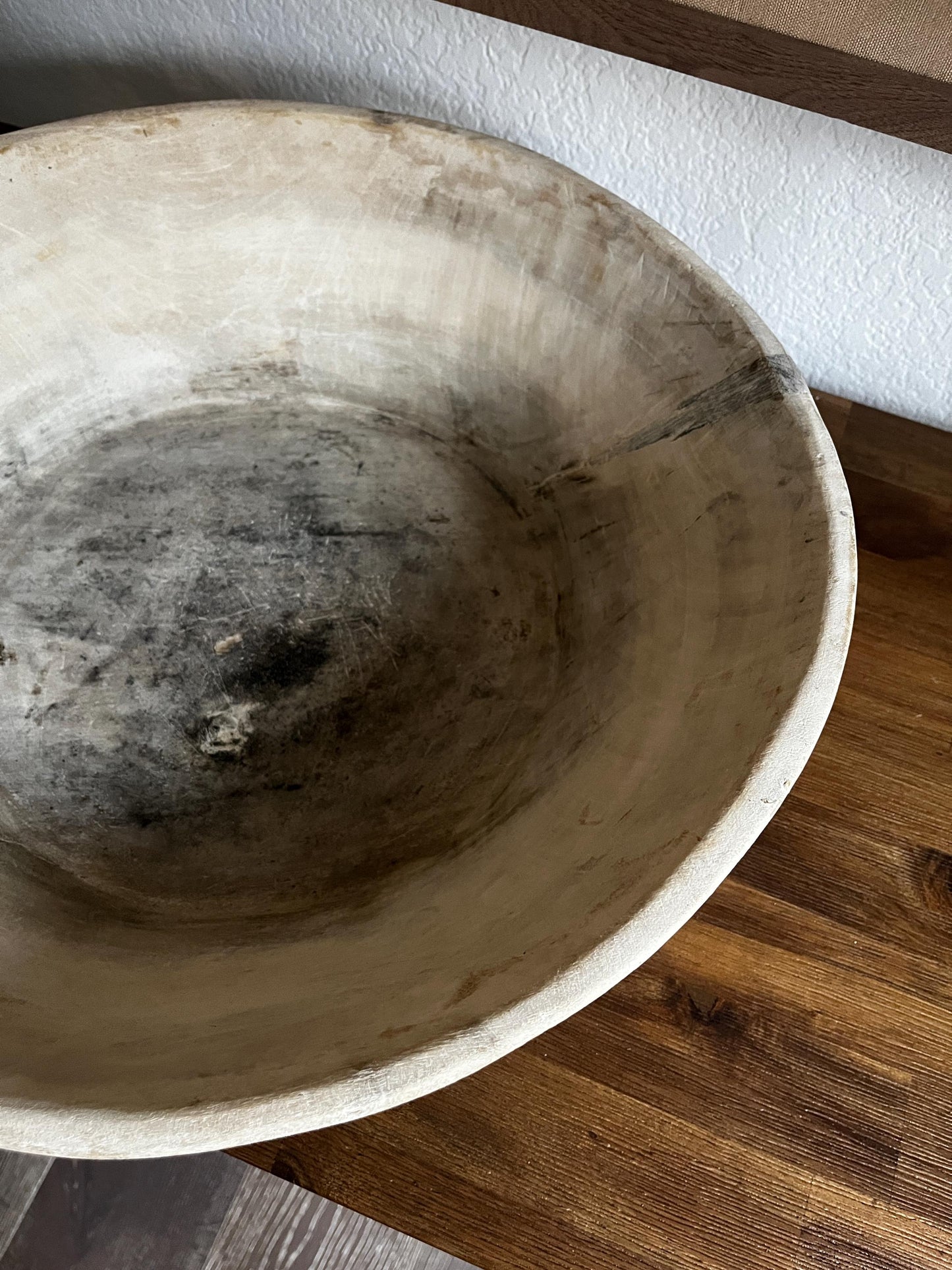 Large Rustic Wood Dough Bowl