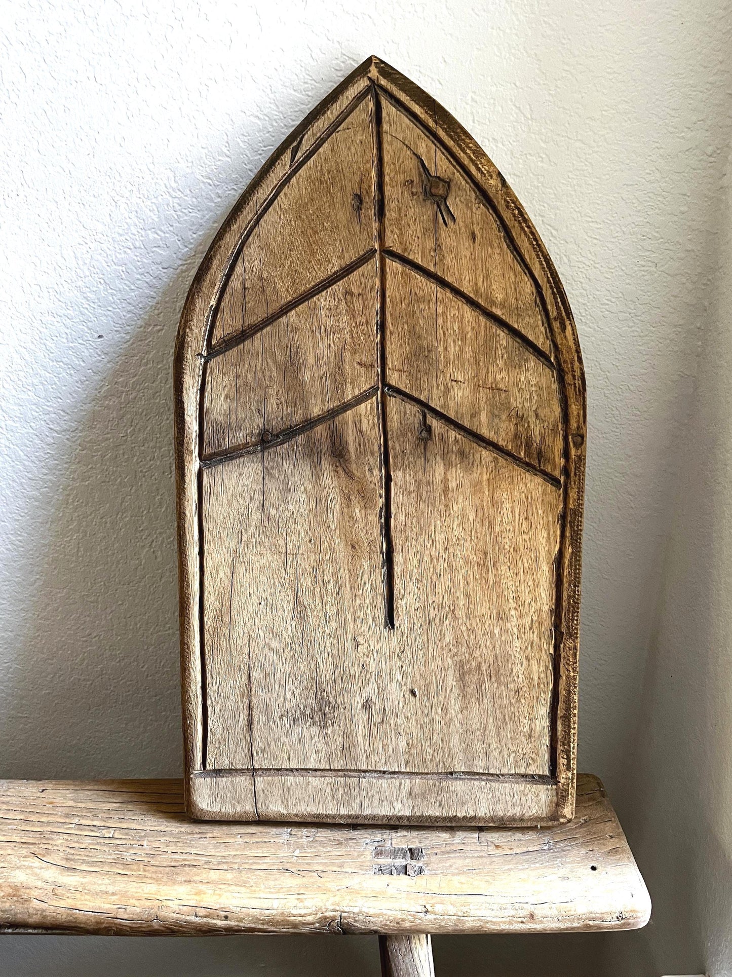 Vintage Carved Wood Arched Panel