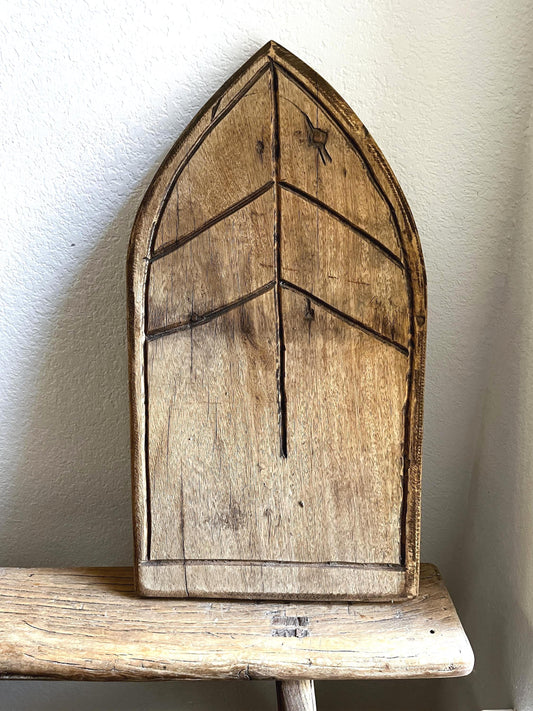 Vintage Carved Wood Arched Panel