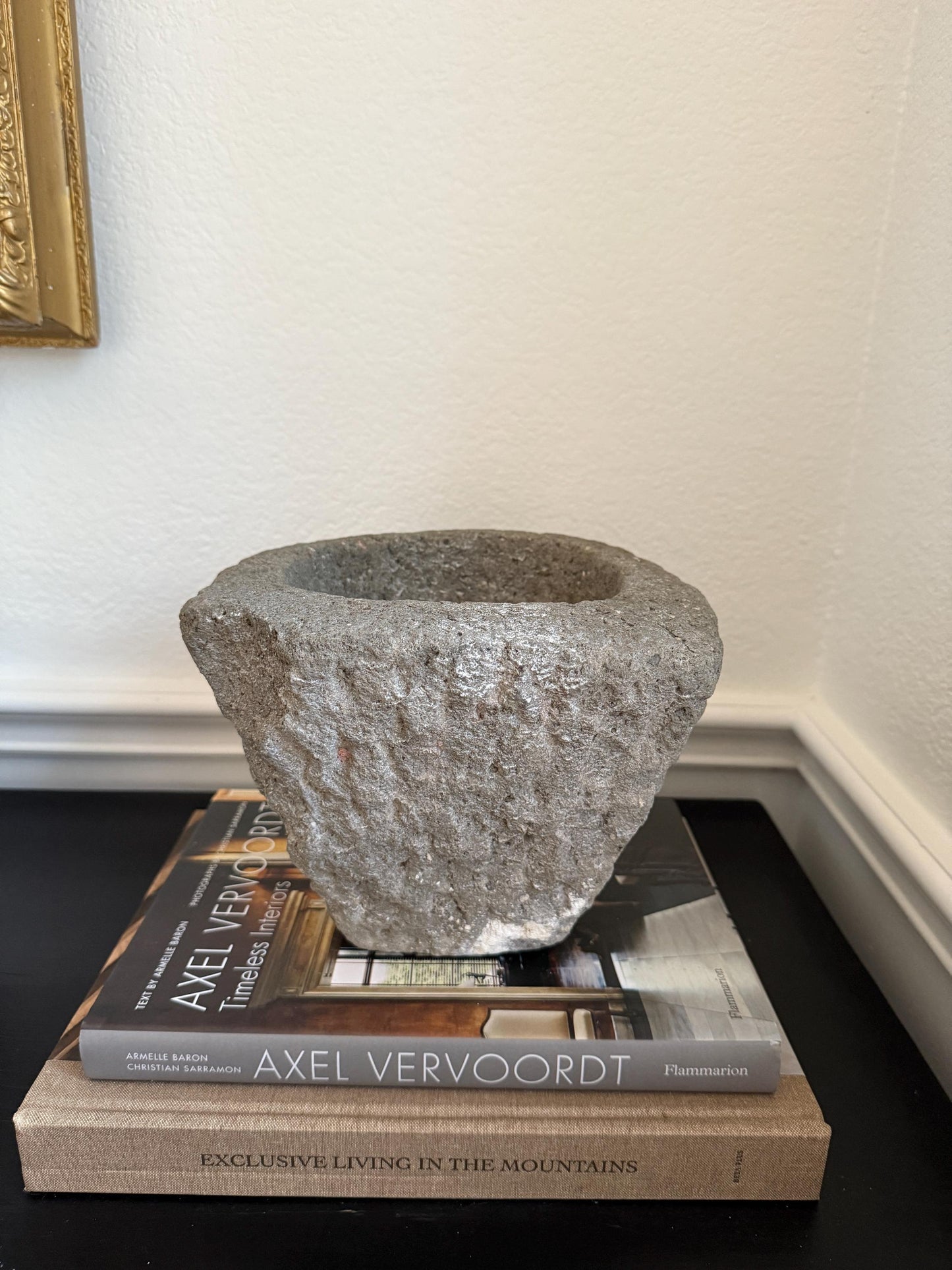 Large Vintage Stone Mortar Planter