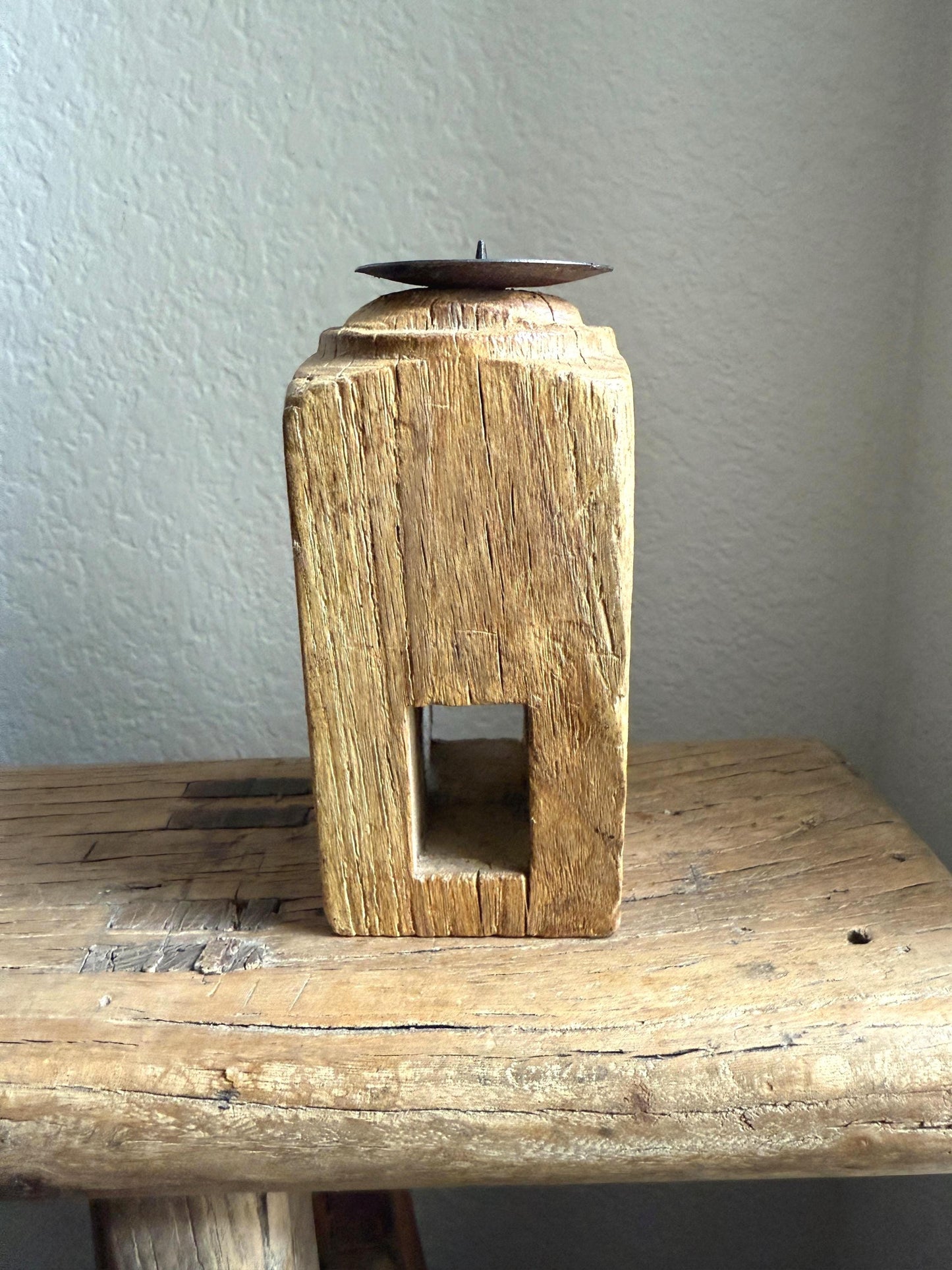 Vintage Carved Wooden Paga Candle Holder