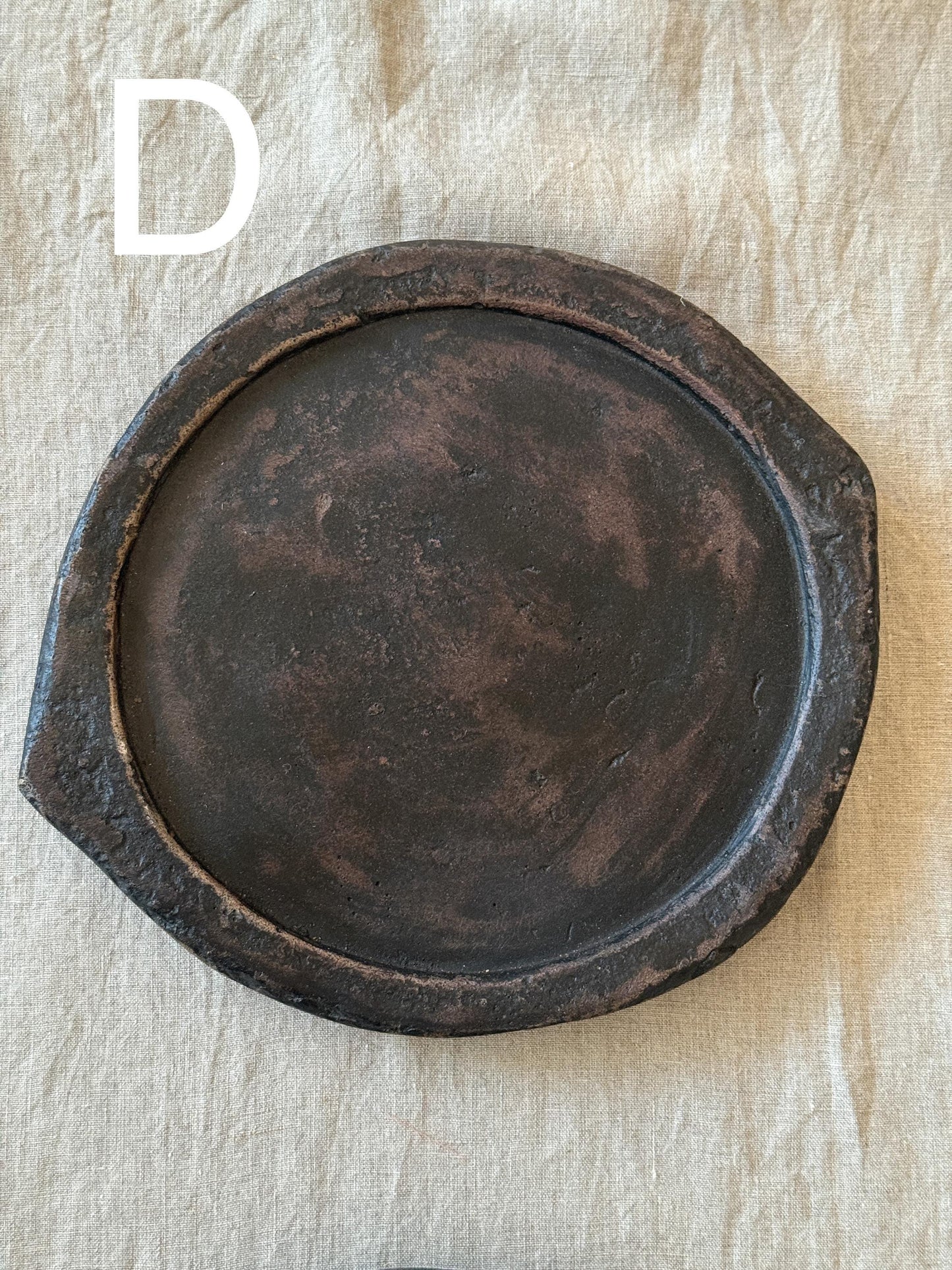 Vintage Stone Black Bowl Hand Carved Plate
