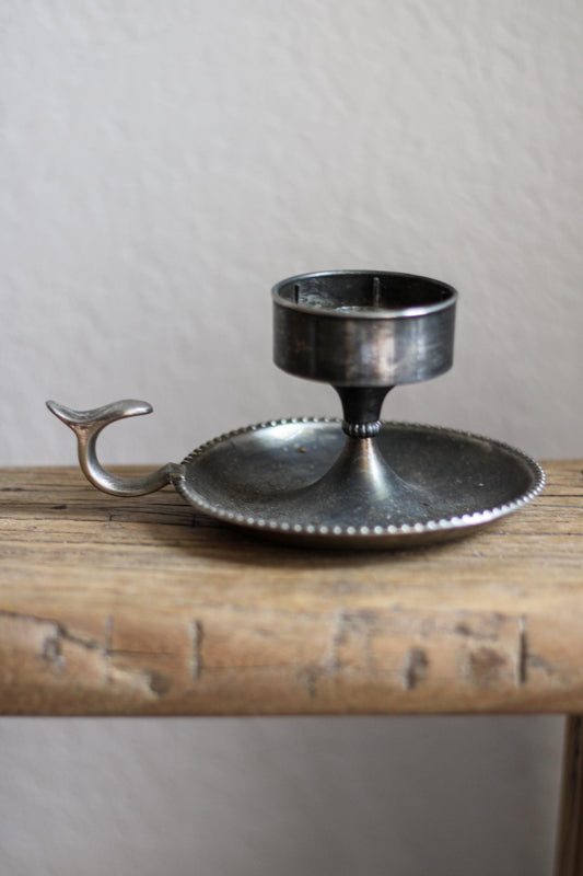 Vintage Silver Chambermaid Candleholder Beaded Rim