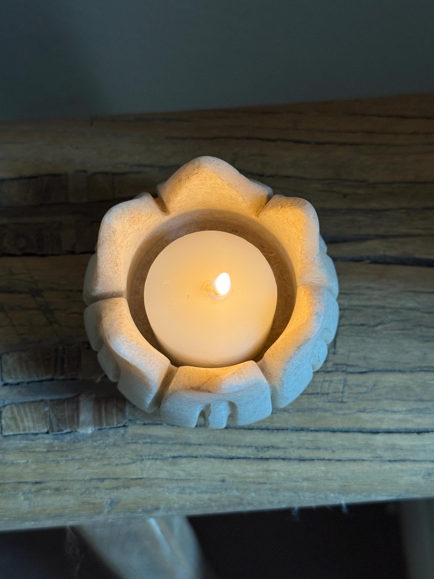 Small Marble Lotus Flower Candle Holder