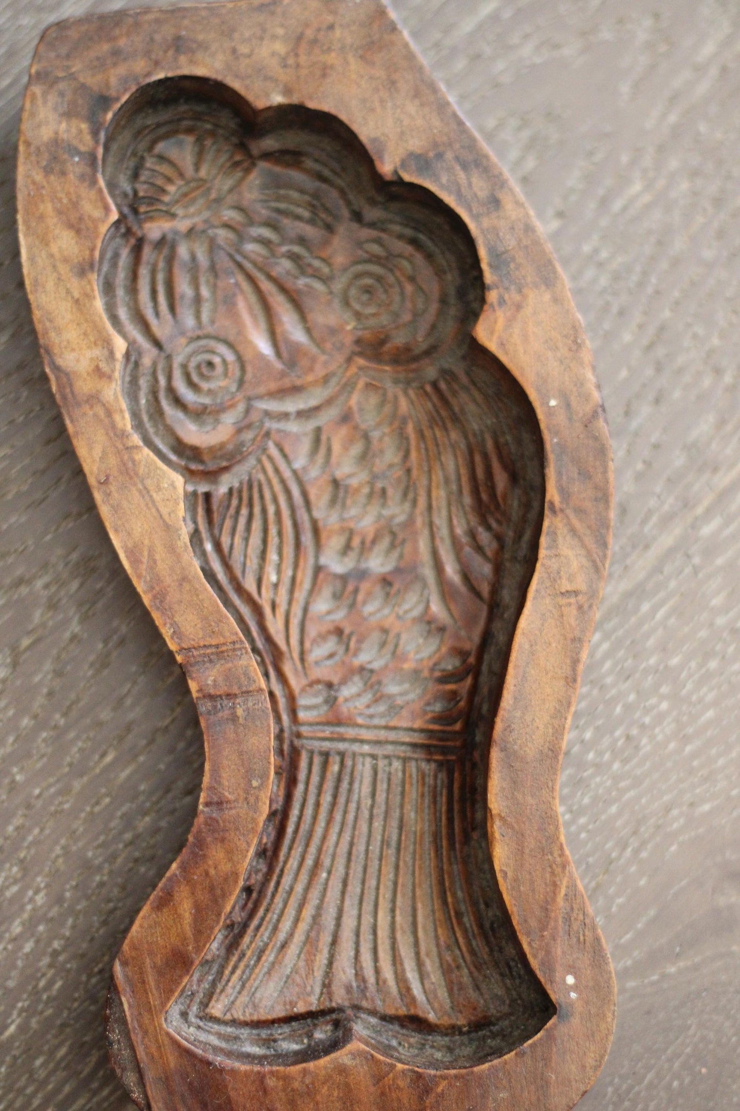 Antique Wood Carved Mooncake Cookie Mold