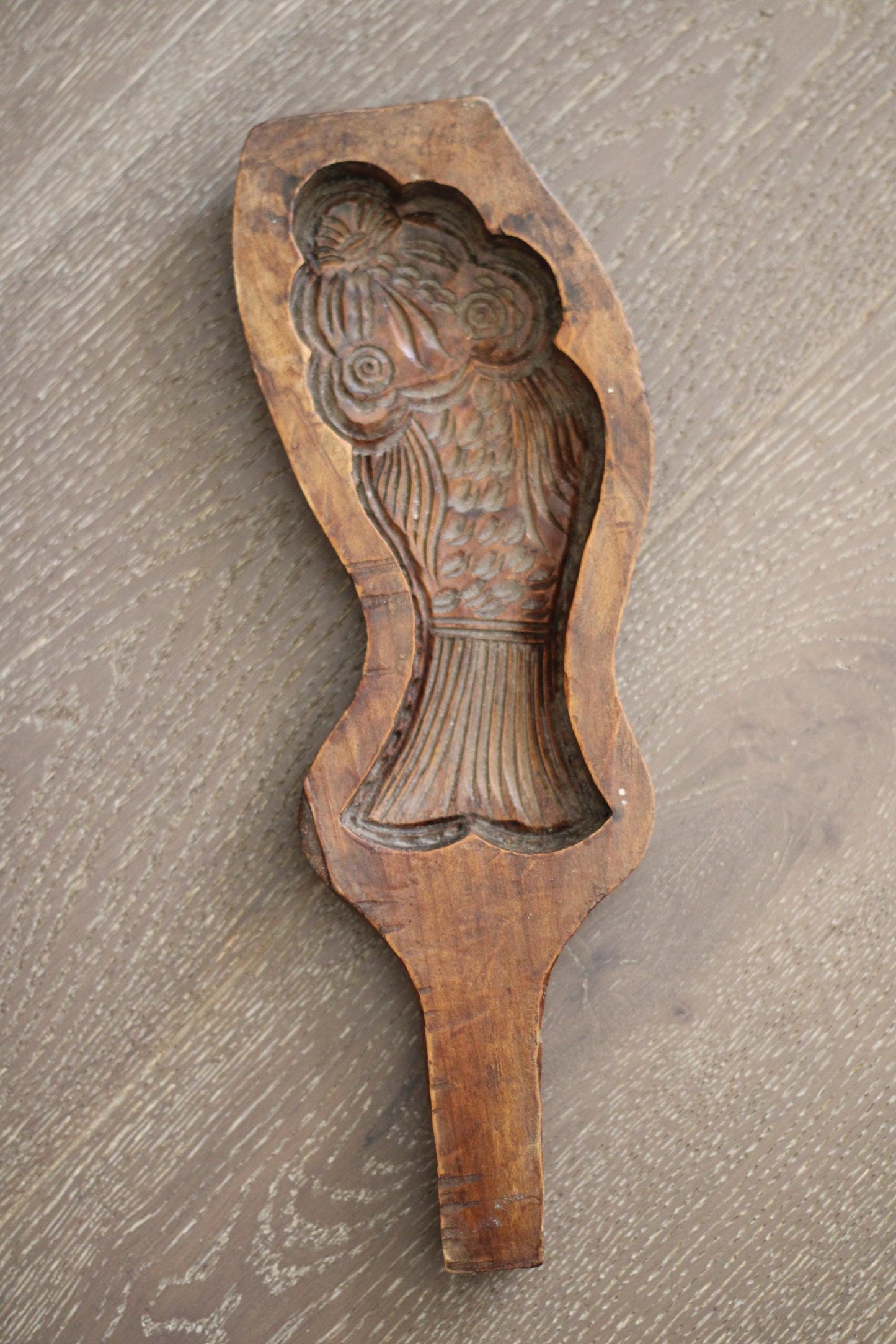 Antique Wood Carved Mooncake Cookie Mold