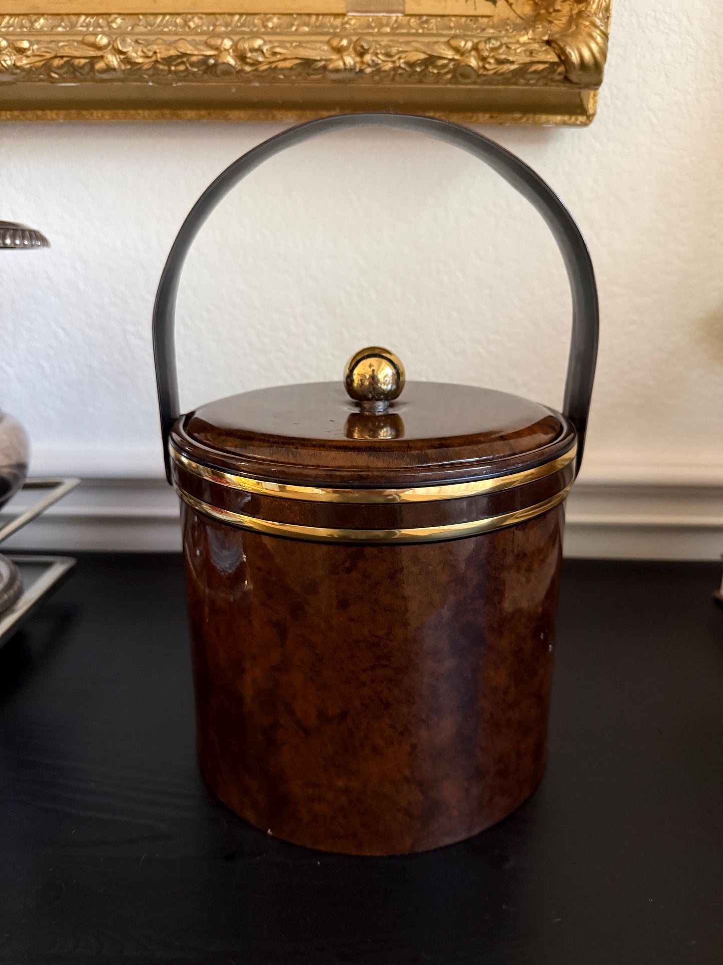 Vintage Faux Burl Wood Ice Bucket MCM