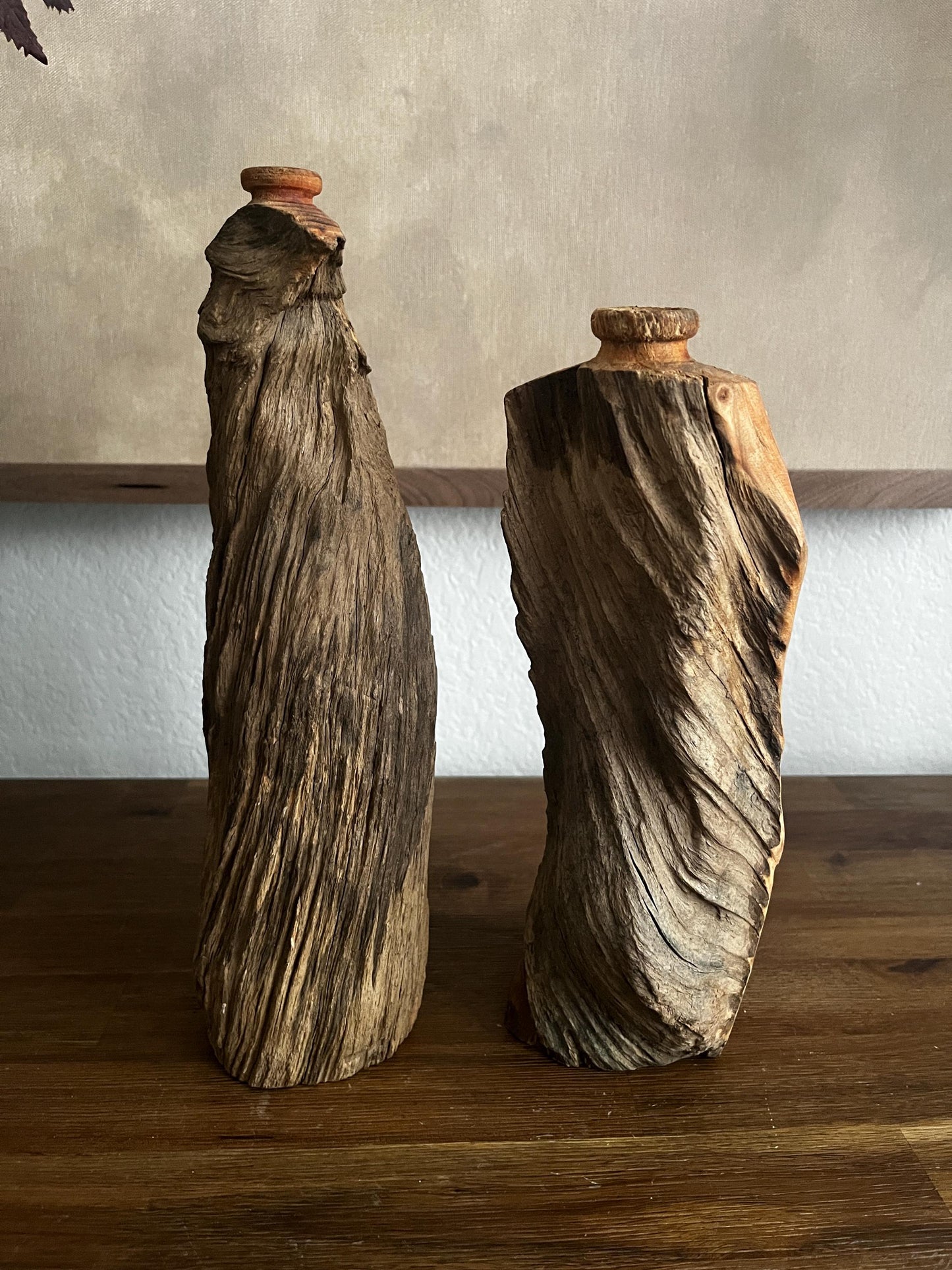 Vintage Carved Wood Cloud Vase