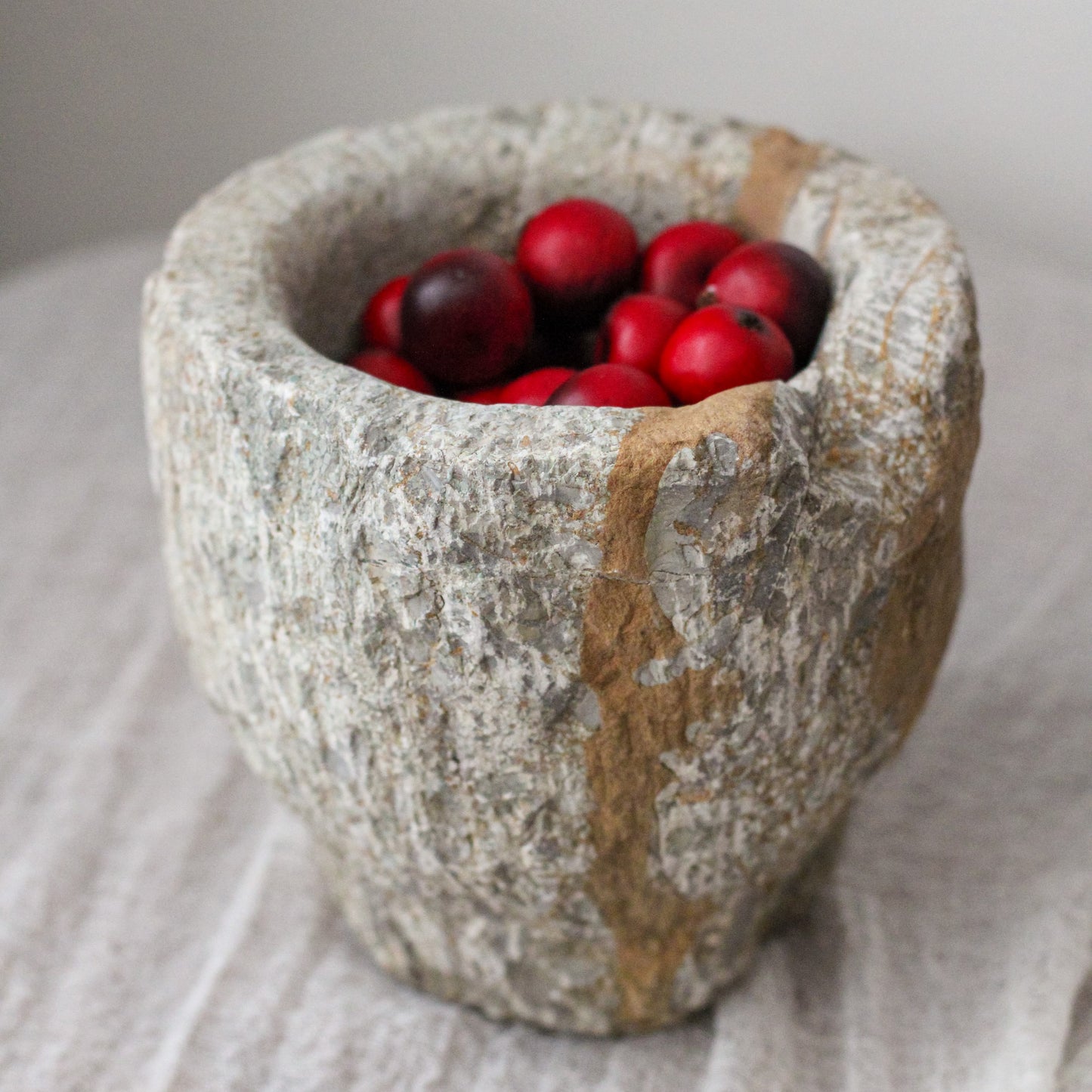 Large Vintage Carved Stone Mortar