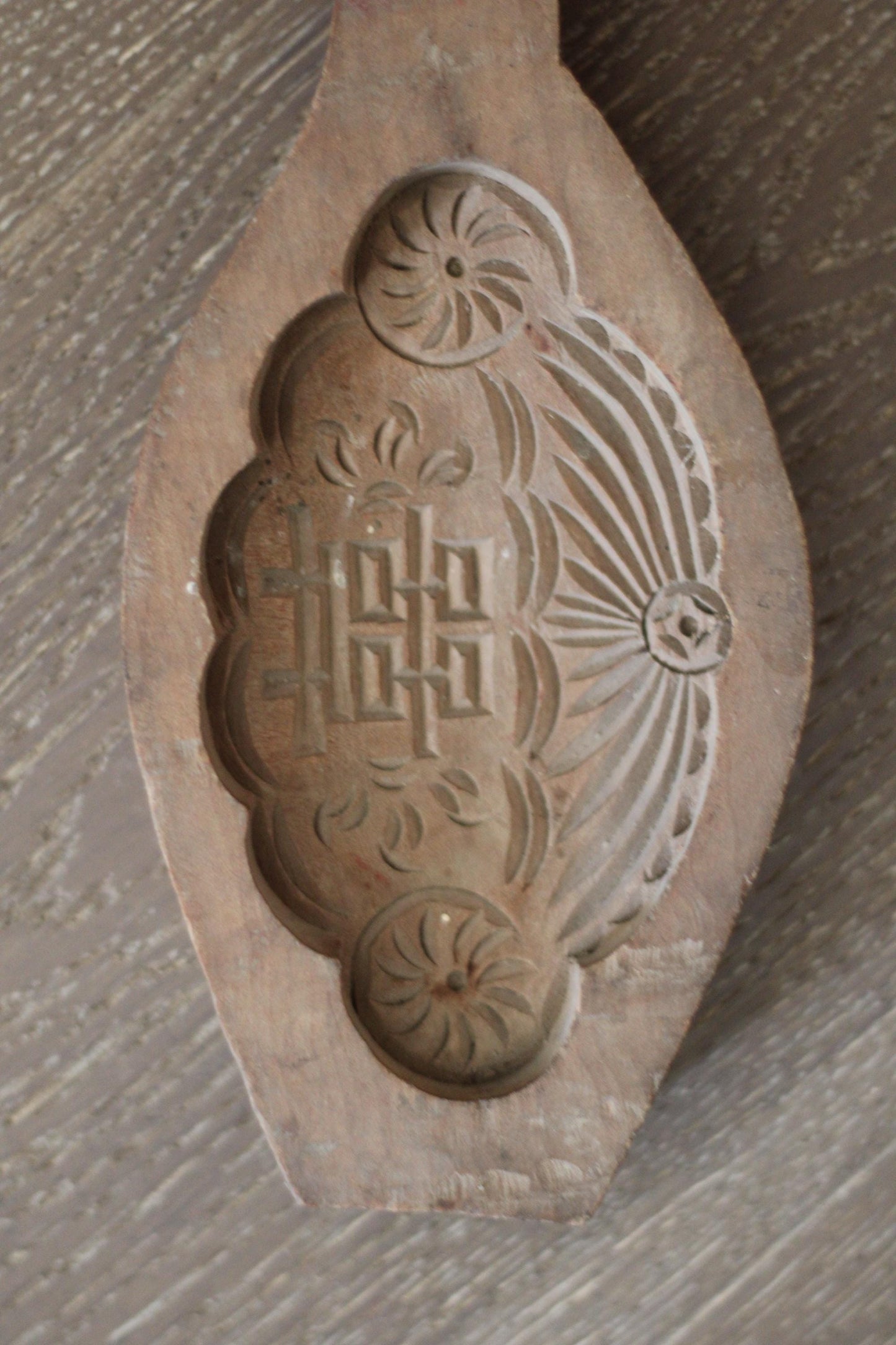 Antique Wood Carved Mooncake Cookie Mold
