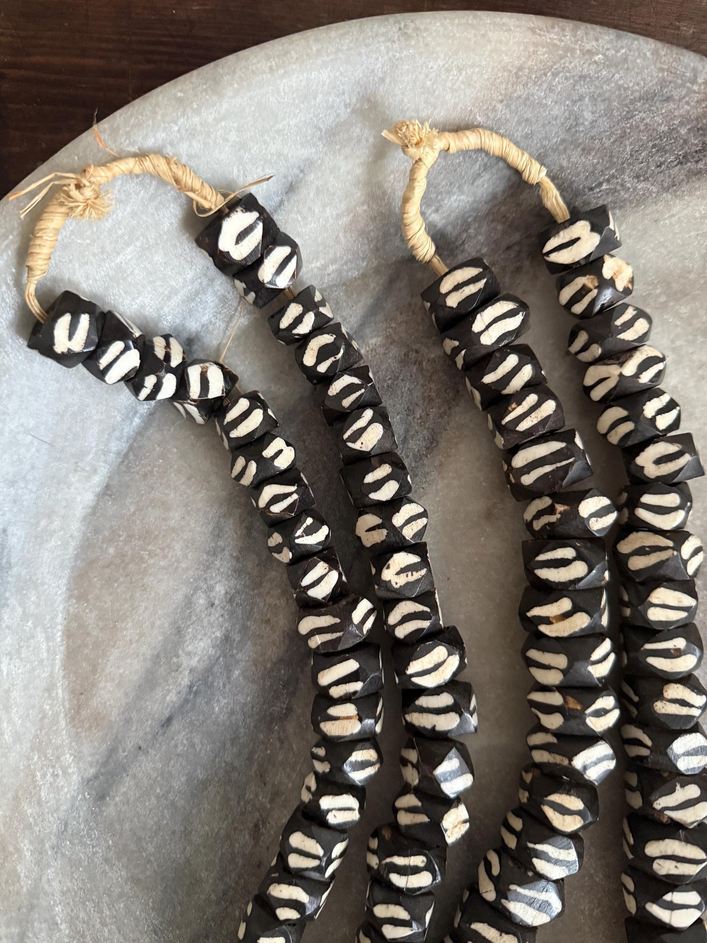 Vintage African Batik Bone Bead Strand