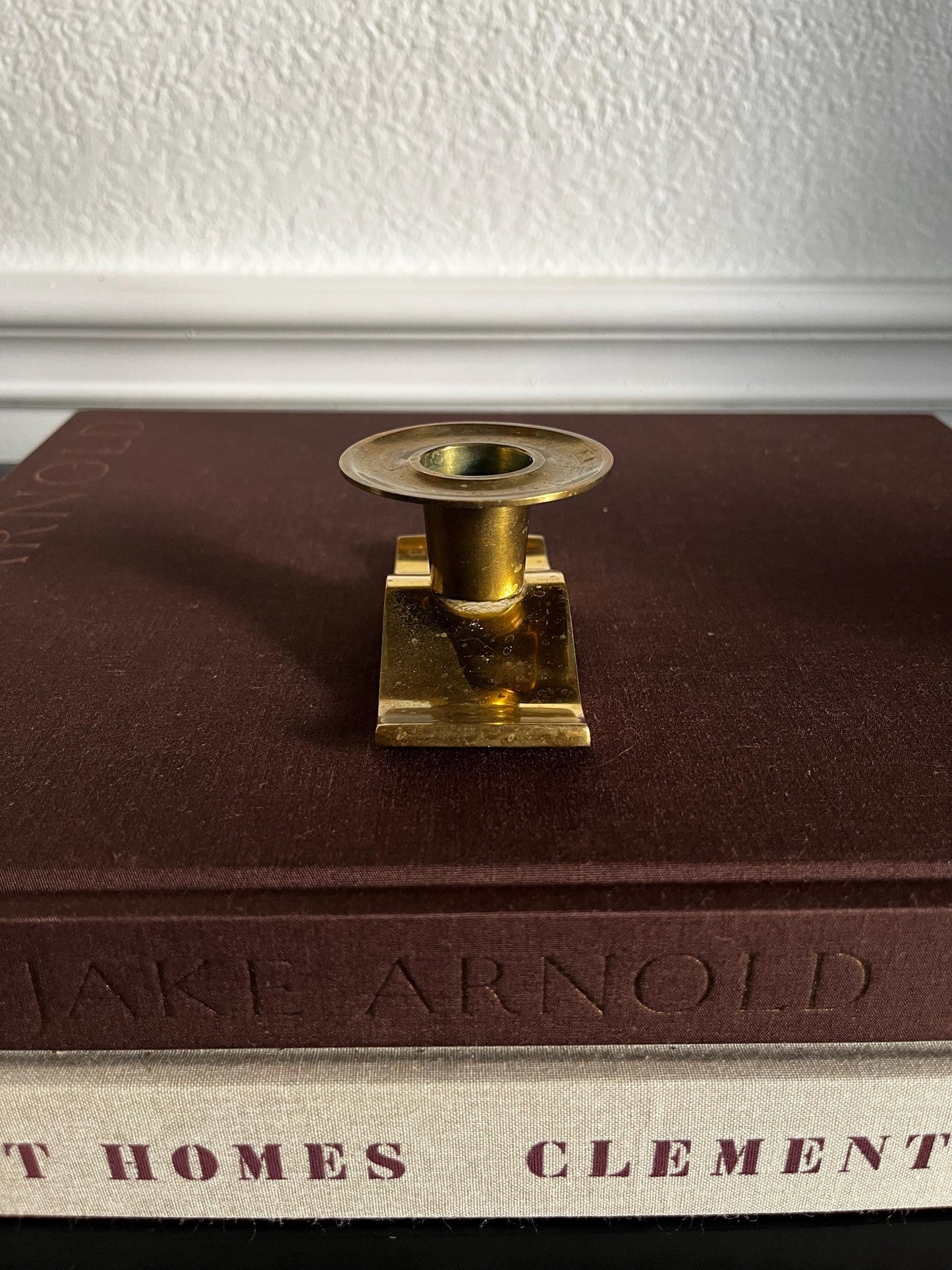 Vintage Wavy Brass Candleholder MCM