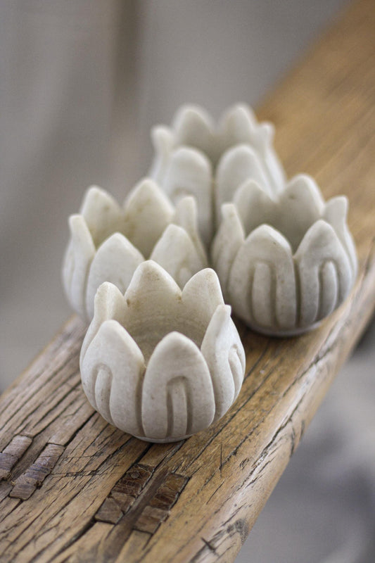 Small Marble Lotus Flower Candle Holder